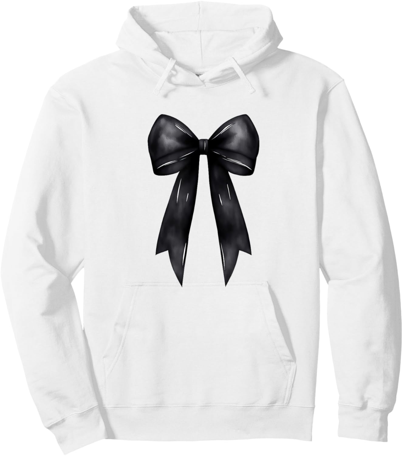 Aesthetic Black Bow Ribbon Watercolor Hoodie - Hoodie | White