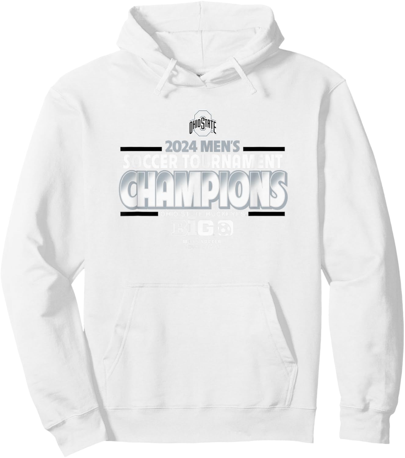 Ohio State Buckeyes Big Ten Champs 2024 Men's Soccer Red Hoodie - Hoodie | White