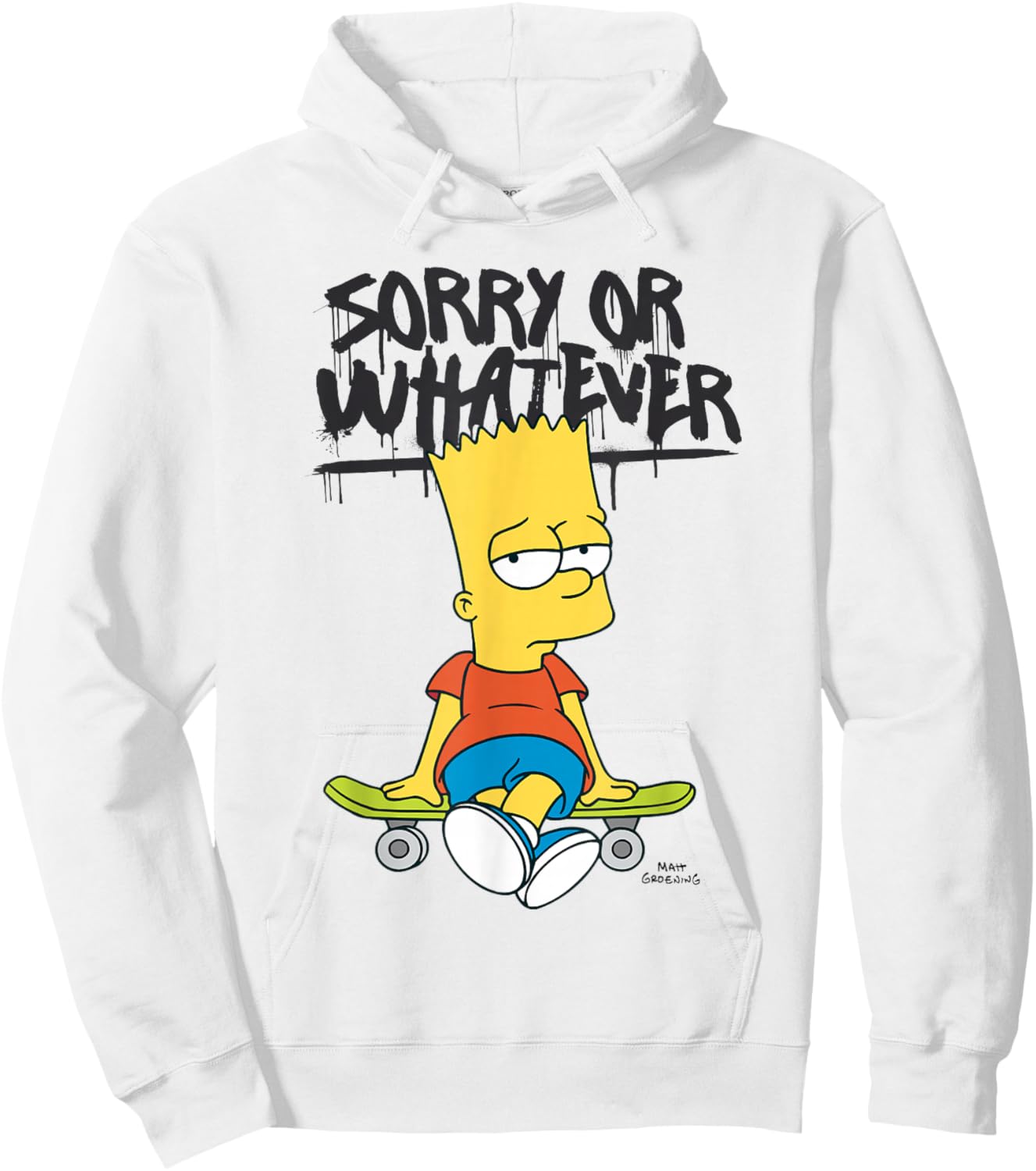 The Simpsons Bart Sorry Or Whatever Skateboard Hoodie - Hoodie | White
