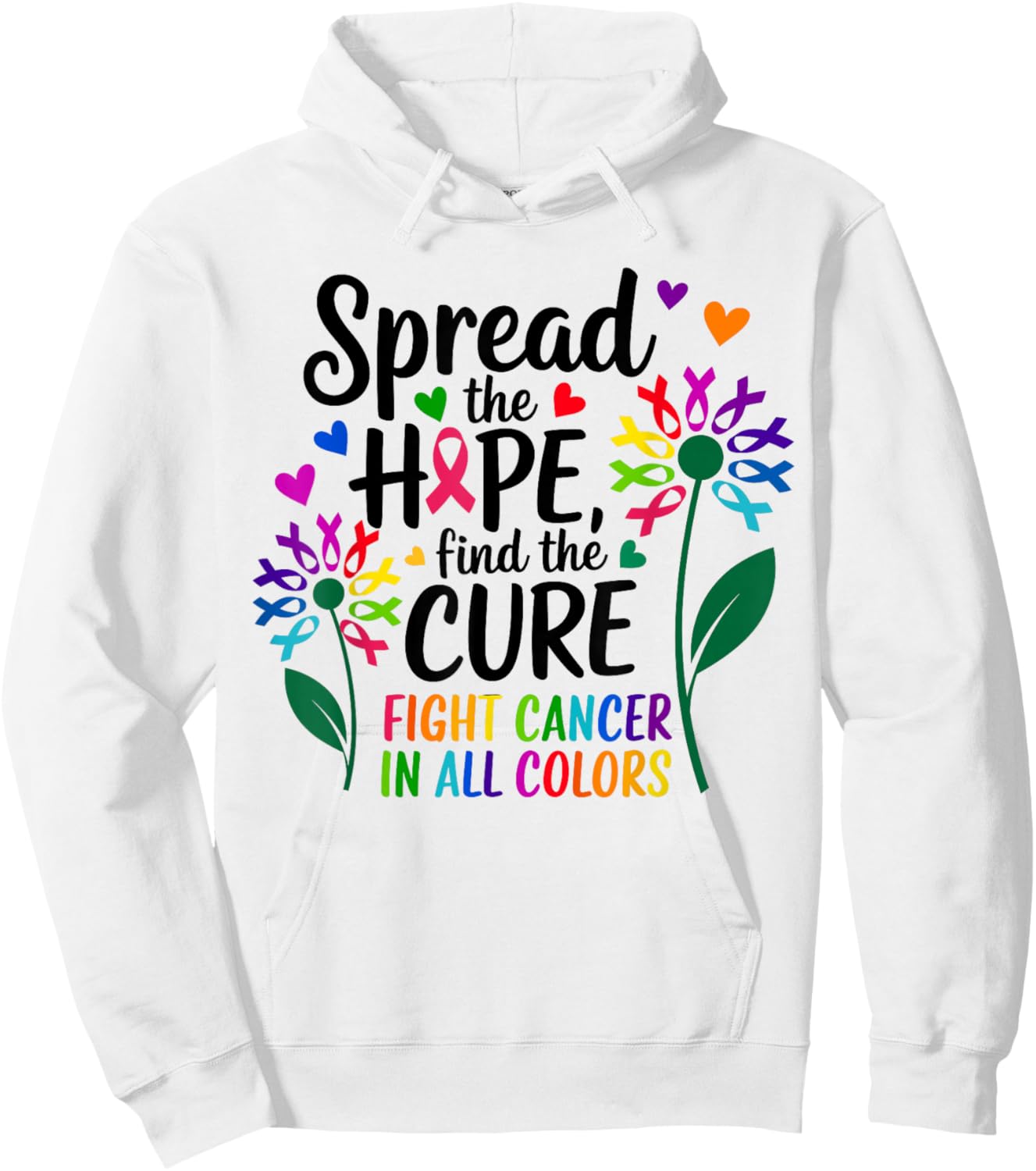 Fight cancer in all and every color ribbons flower heart Hoodie - Hoodie | White