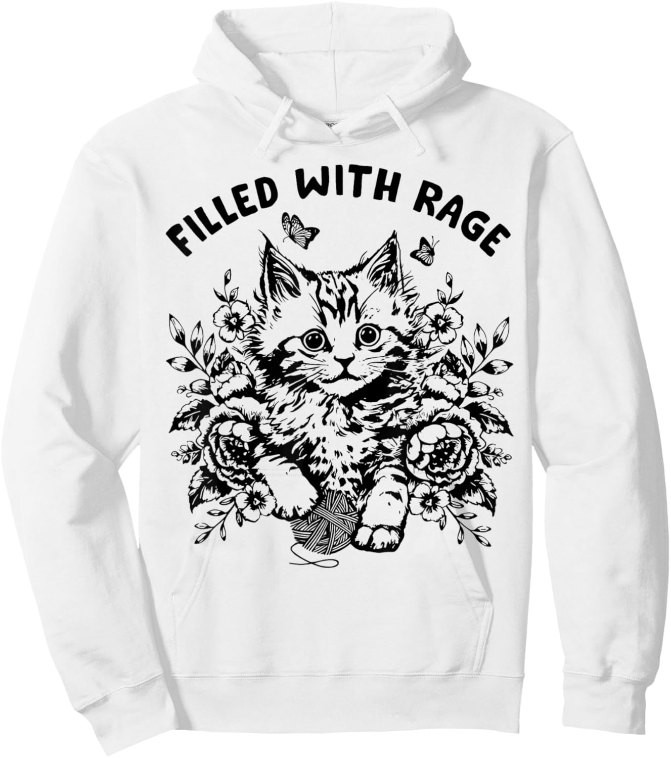 Funny Cat Filled With Rage Mental Health Meme Cat Lover Hoodie - Hoodie | White