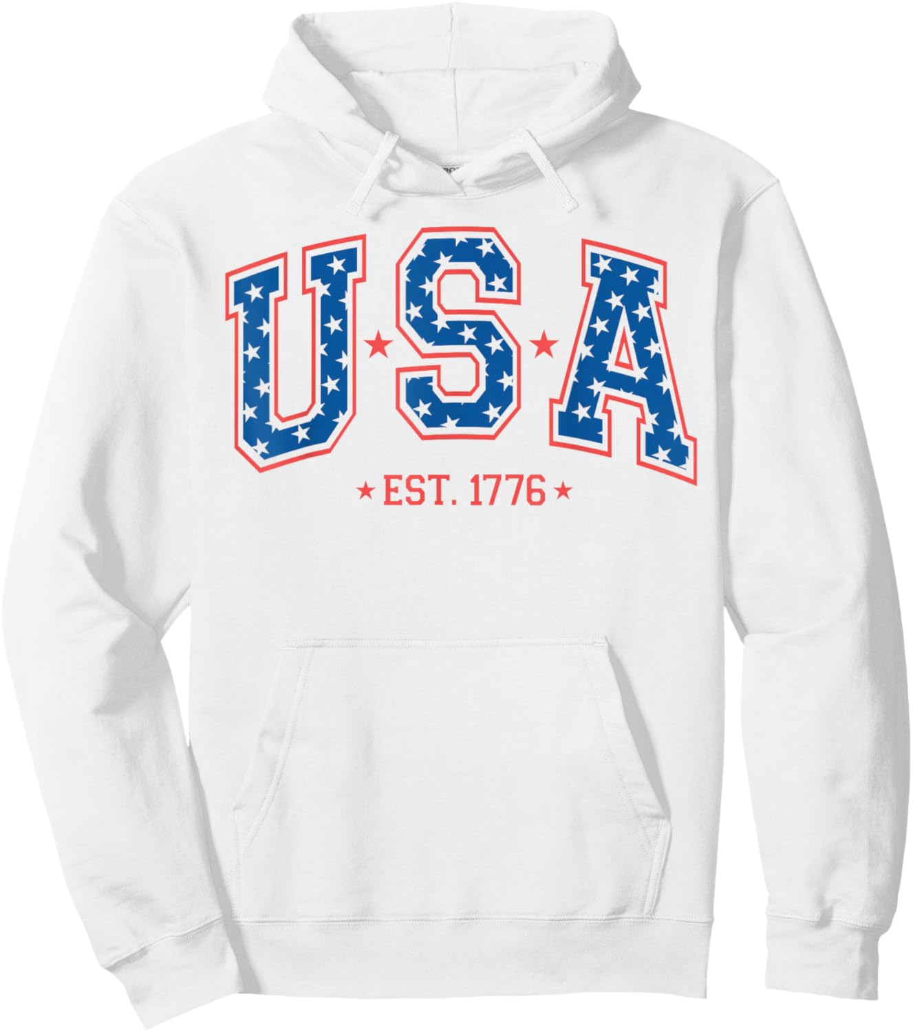 USA Est. 1776 4th of July Patriotic US American Flag Hoodie - Hoodie | White