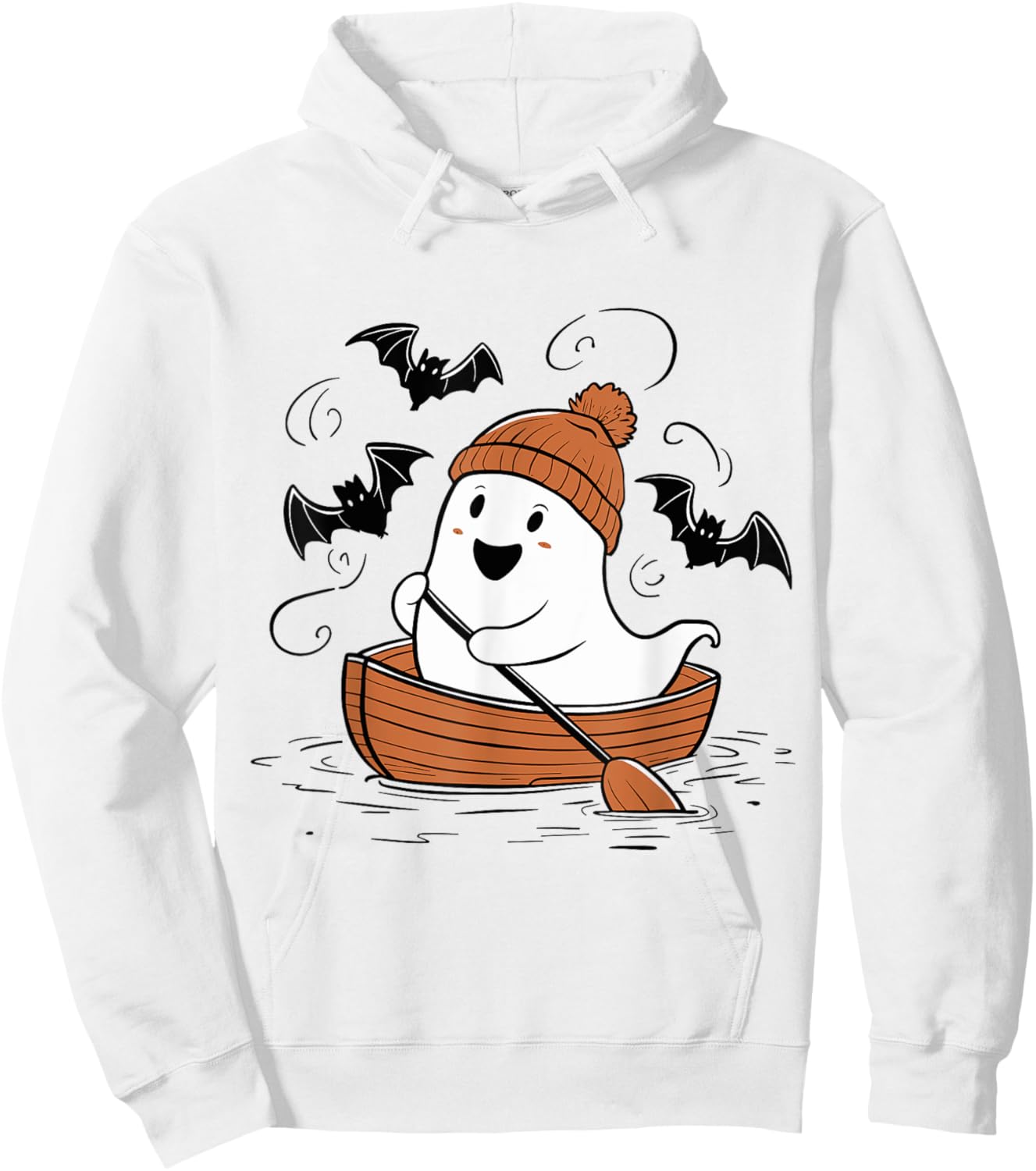 Cute Ghost Rowing Lovers Spooky Lake Boat Halloween Hoodie - Hoodie | White