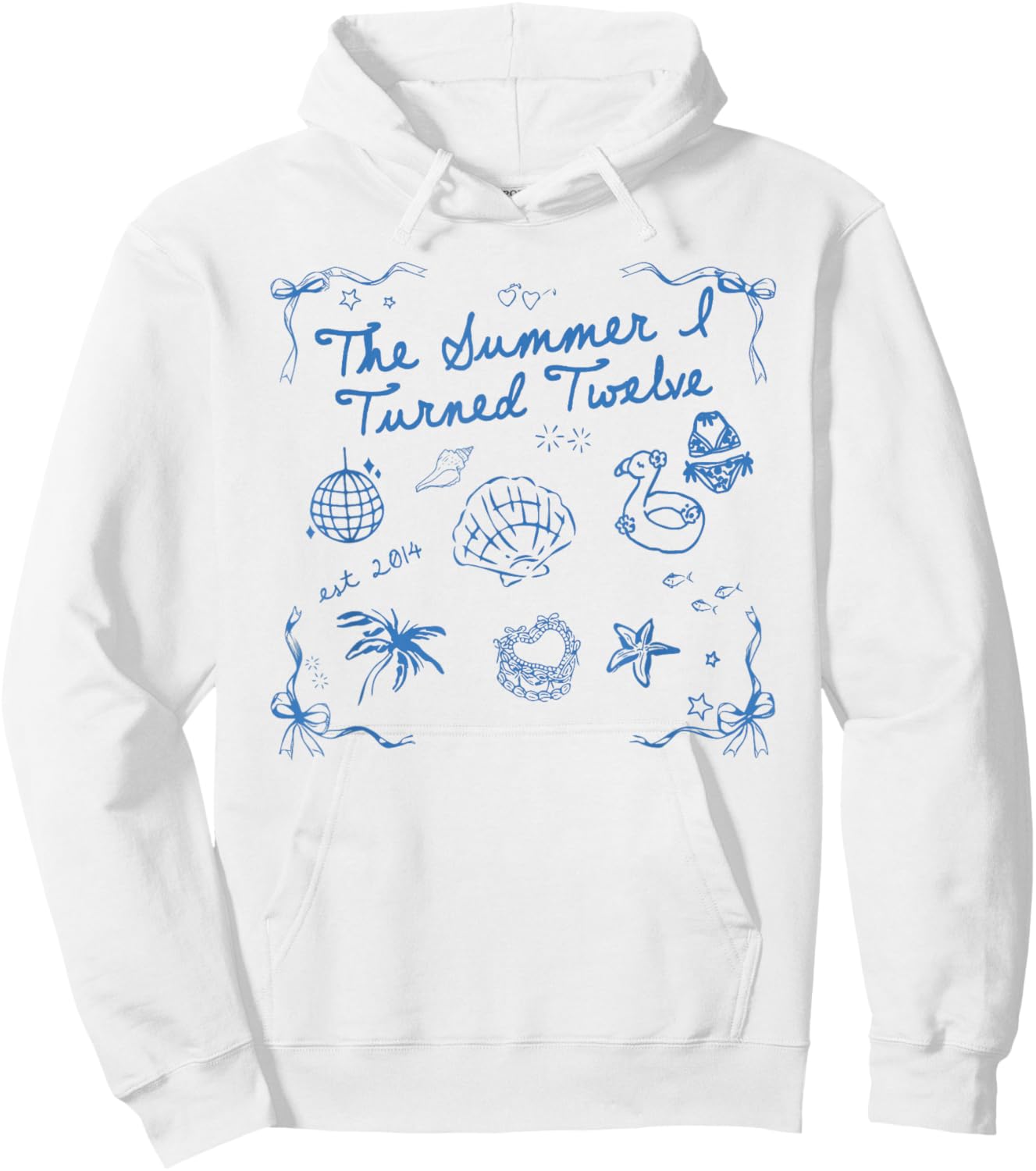 Summer I Turned Twelve Year Old Est 2014 12th Birthday Hoodie - Hoodie | White