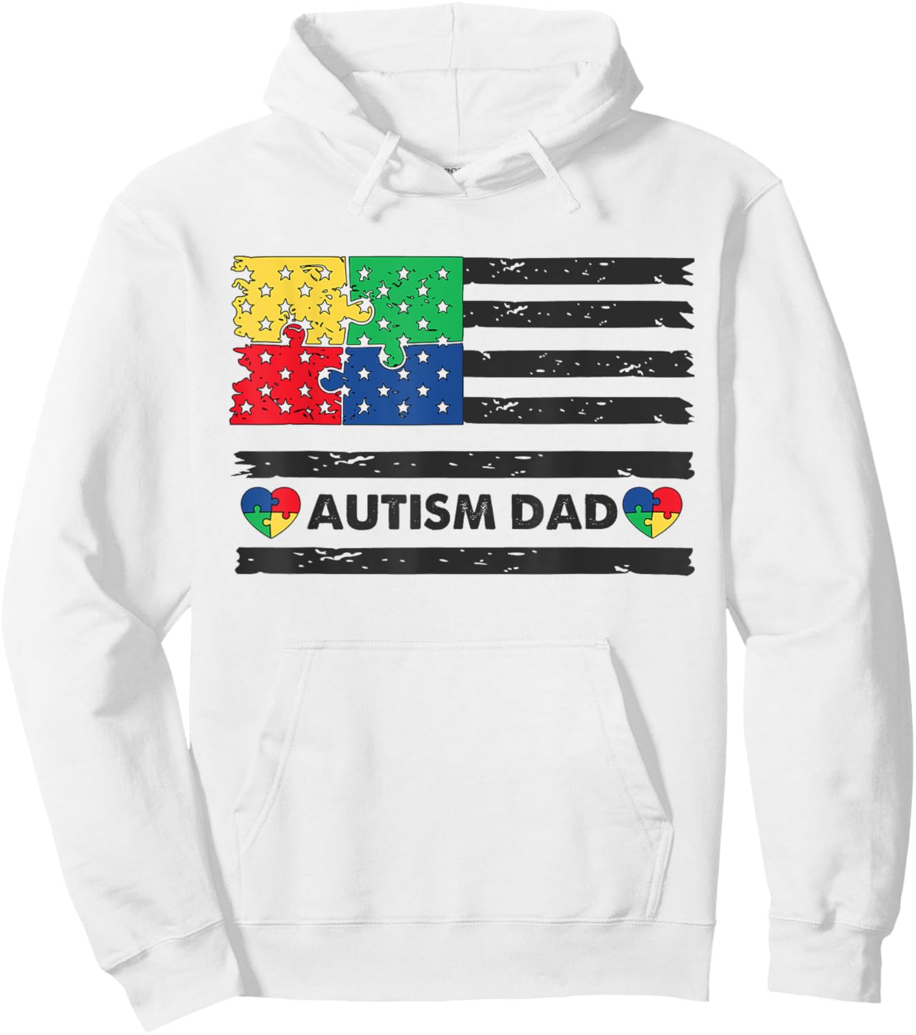 Autism Dad American Flag USA Hoodie - Hoodie | White