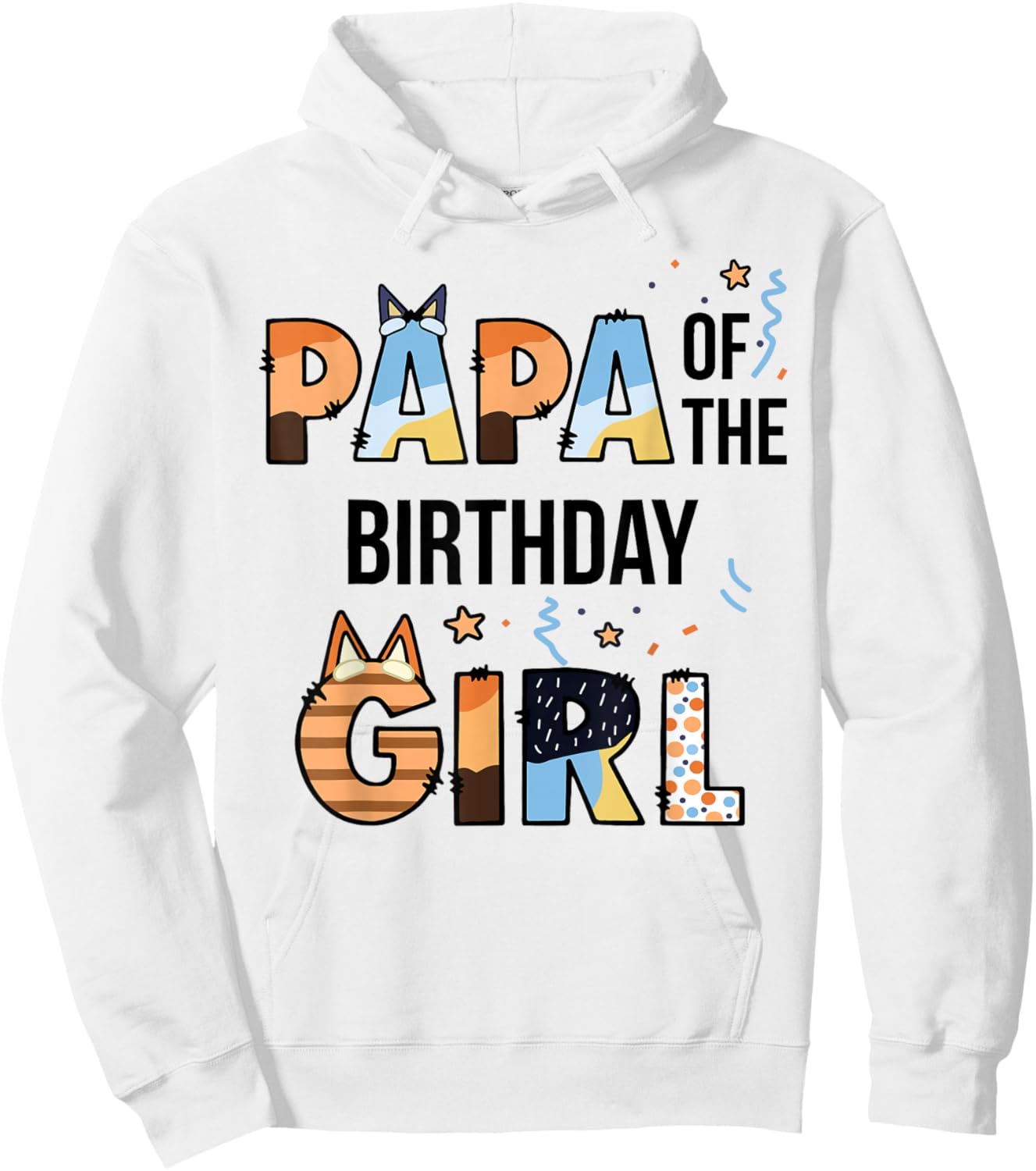 Papa of The Birthday Girl Party Blue Dog Lover Matching Hoodie - Hoodie | White