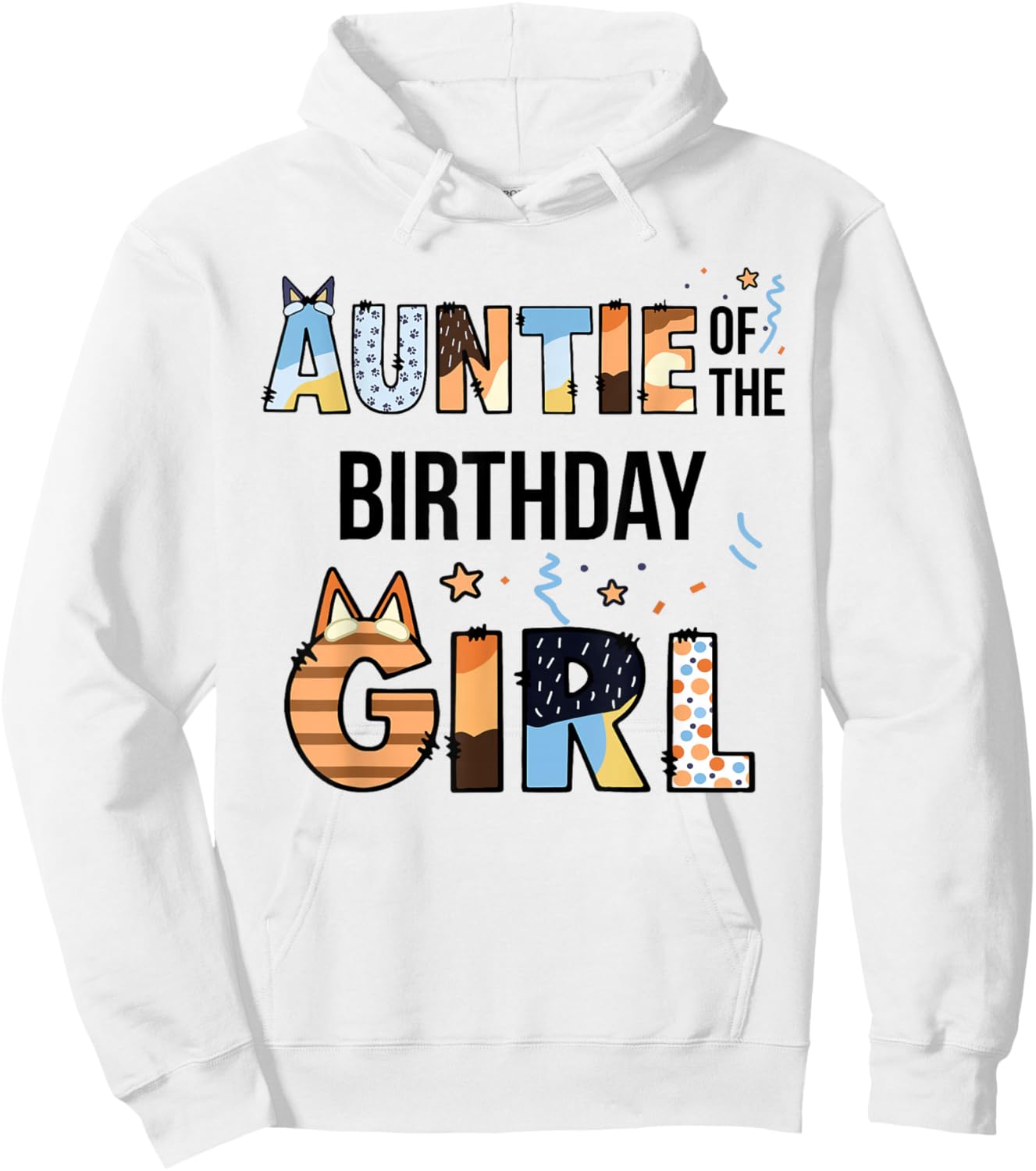 Auntie of The Birthday Girl Party Blue Dog Lover Matching Hoodie - Hoodie | White