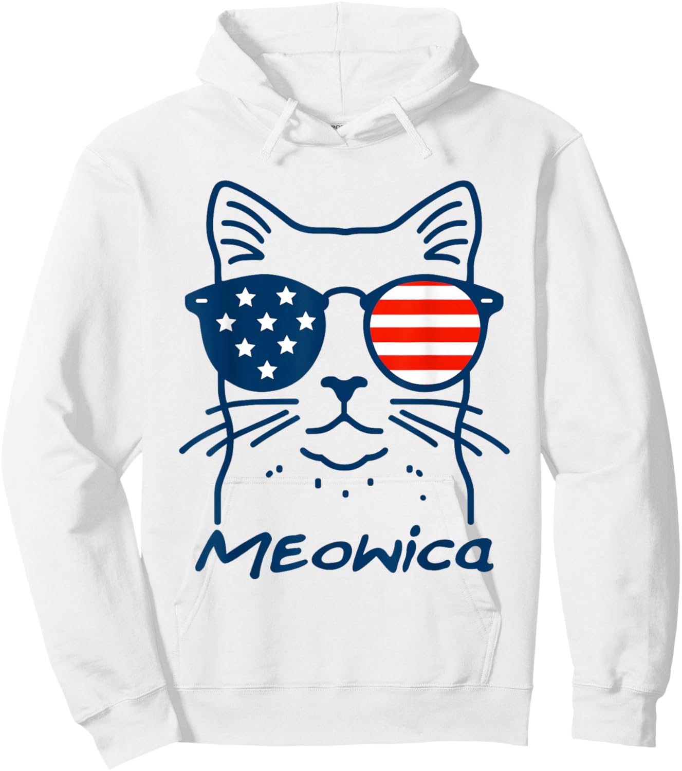 Meowica USA 'Merica Cat 4th of July Funny Patriotic Hoodie - Hoodie | White