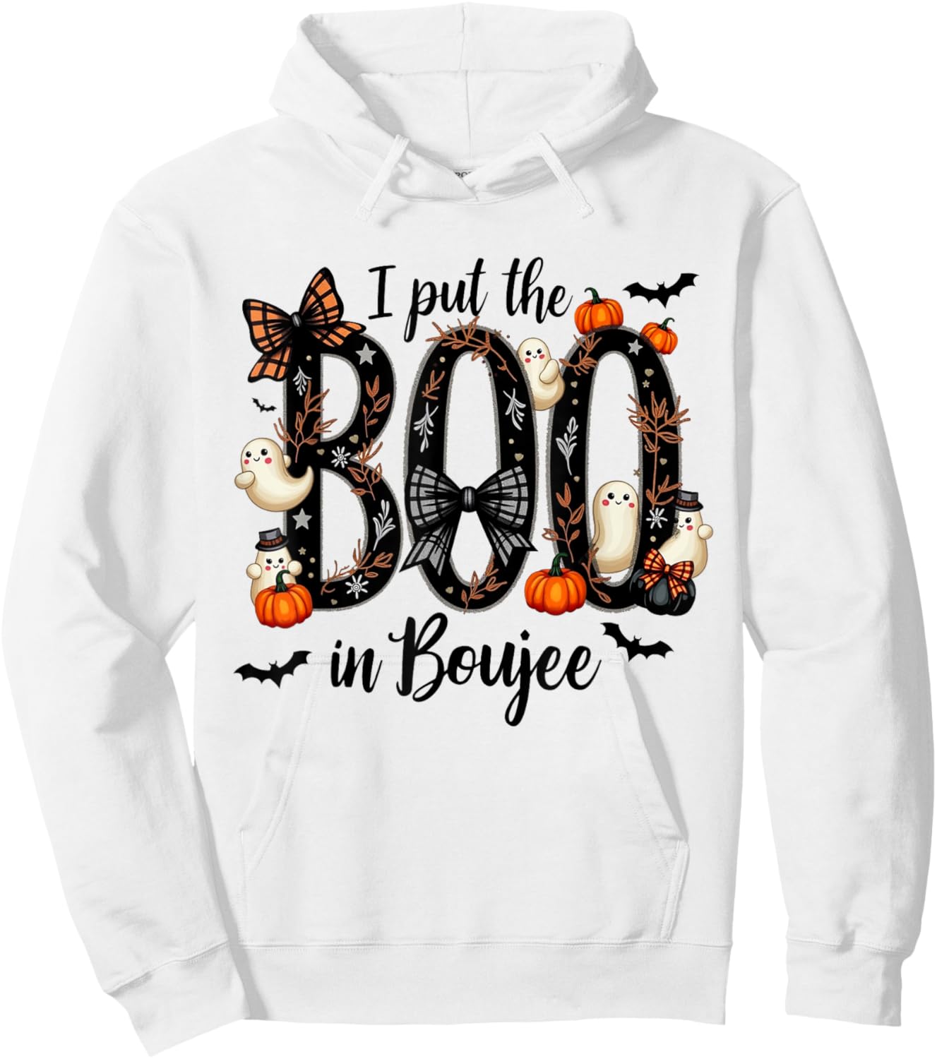 I Put the Boo in Boujee - Cute Ghost Halloween Fashion Hoodie - Hoodie | White