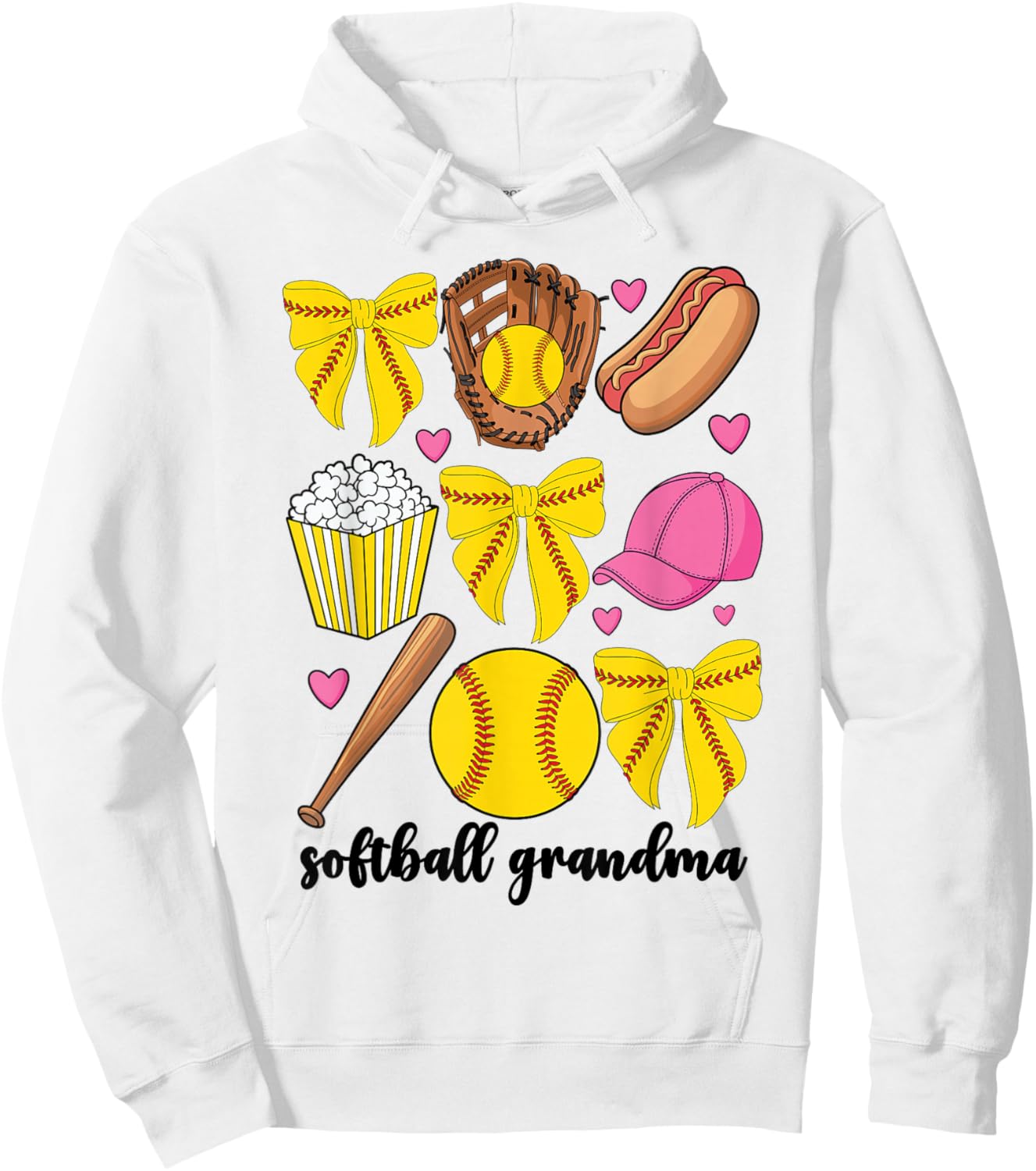 Softball Grandma Softball Coquette Bow Mothers Day Hoodie - Hoodie | White