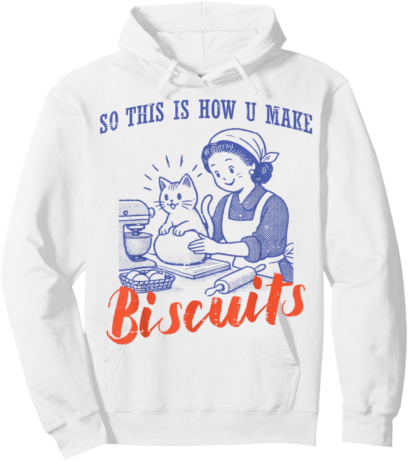 Cat This is How You Make Biscuits Vintage Women Girls Kids Hoodie - Hoodie | White