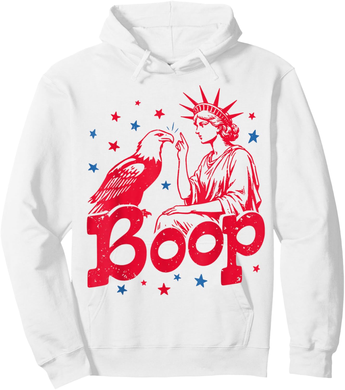 Boop Vintage Statue of Liberty and Eagle Funny Patriotic Hoodie - Hoodie | White