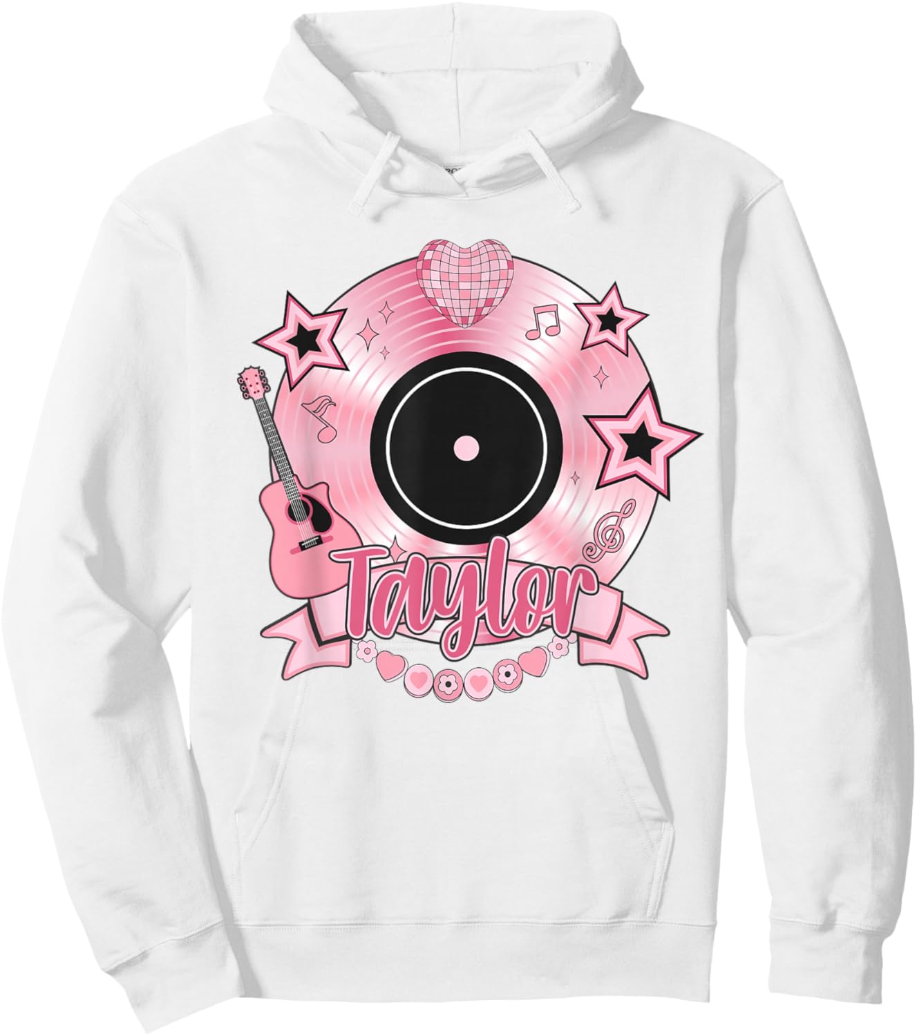 Girls Retro Taylor First Name Personalised Groovy 80s Hoodie - Hoodie | White