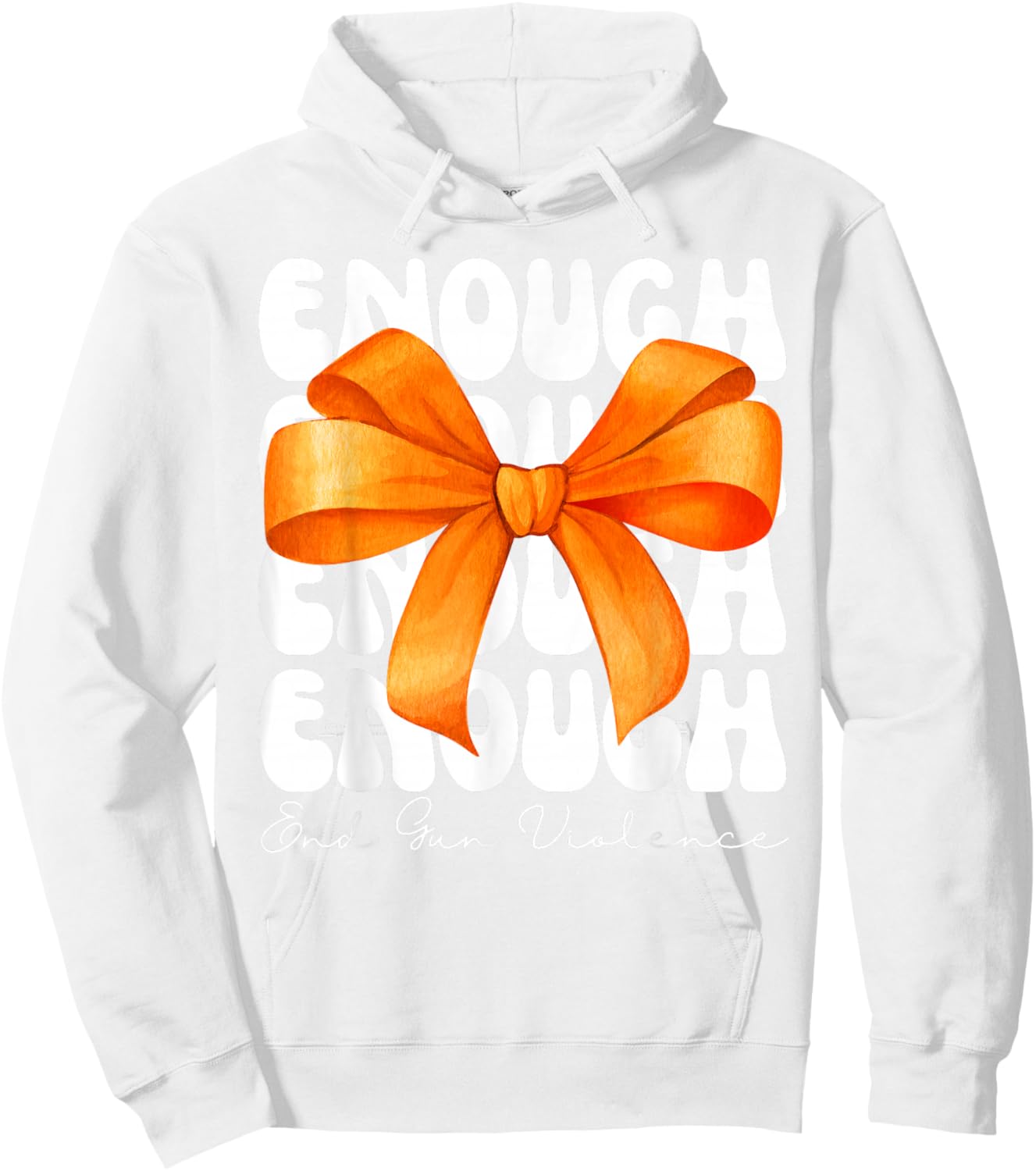 Enough End Gun Violence Awareness Day Coquette Bow Hoodie - Hoodie | White