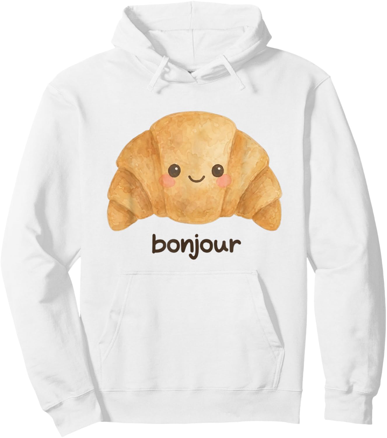 Kawaii Croissant Happy Face Gebäckliebhaber Hoodie - Hoodie | White