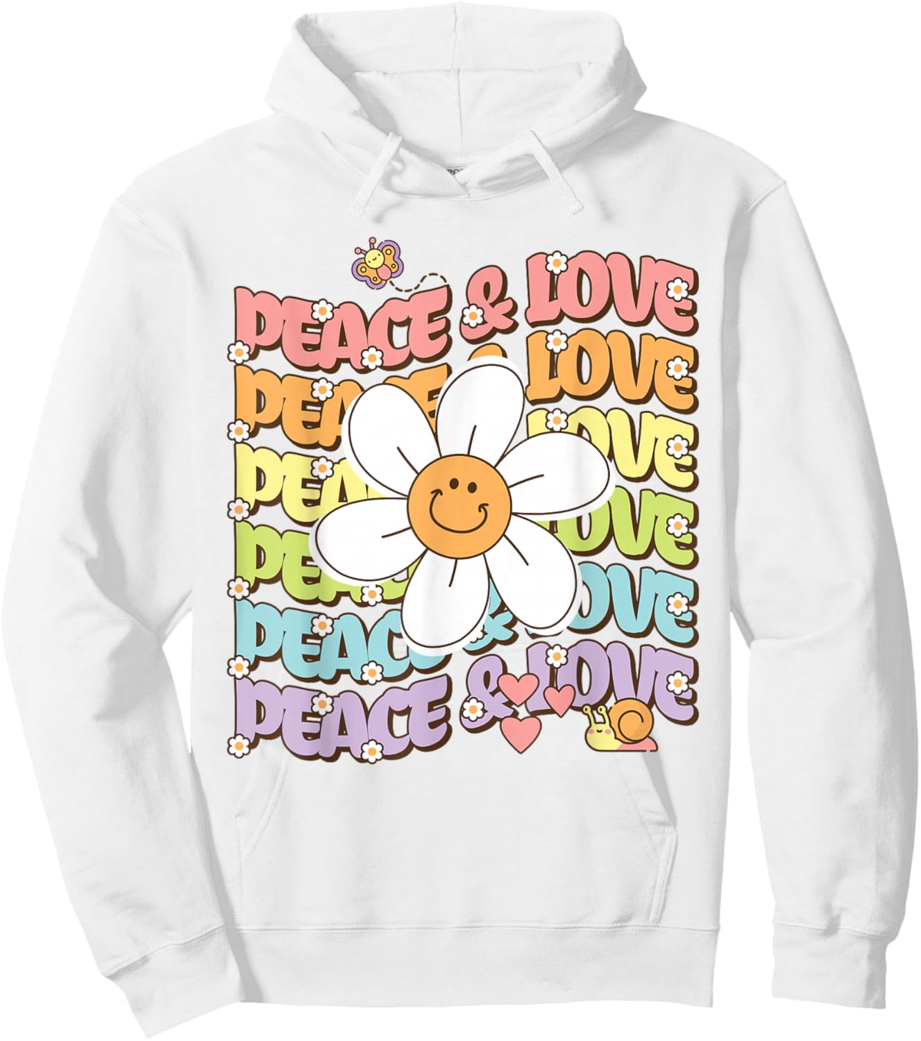 Retro Peace & Love Shirt Cute Smile Daisy Flower Women Teens Hoodie - Hoodie | White