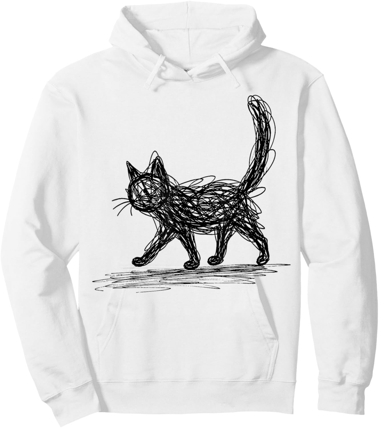 Minimalist Cat, Hand Drawn Kitten Hoodie - Hoodie | White