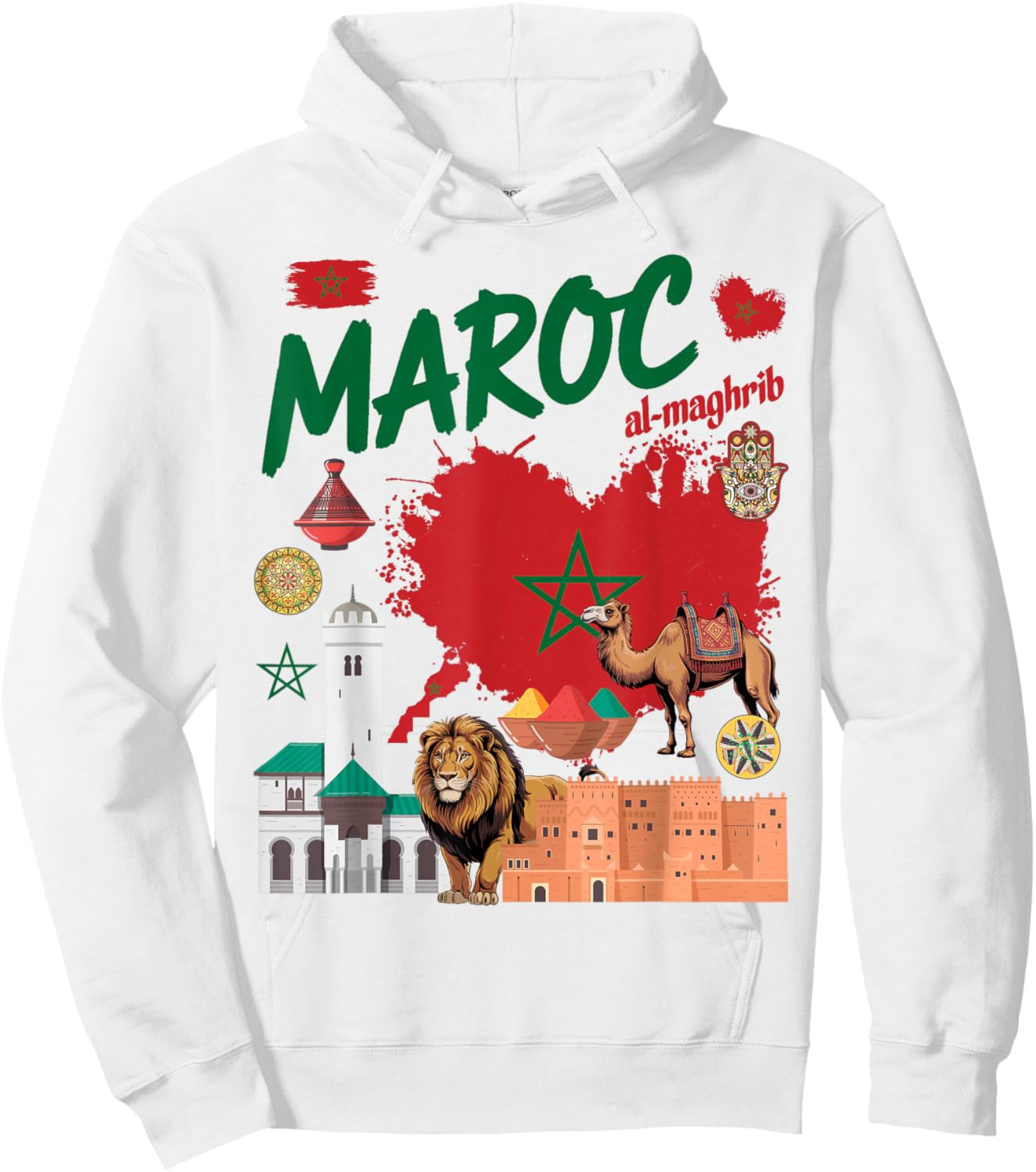 Moroccan Flag Outfit Idea on the Theme of Moroccan Culture Hoodie - Hoodie | White