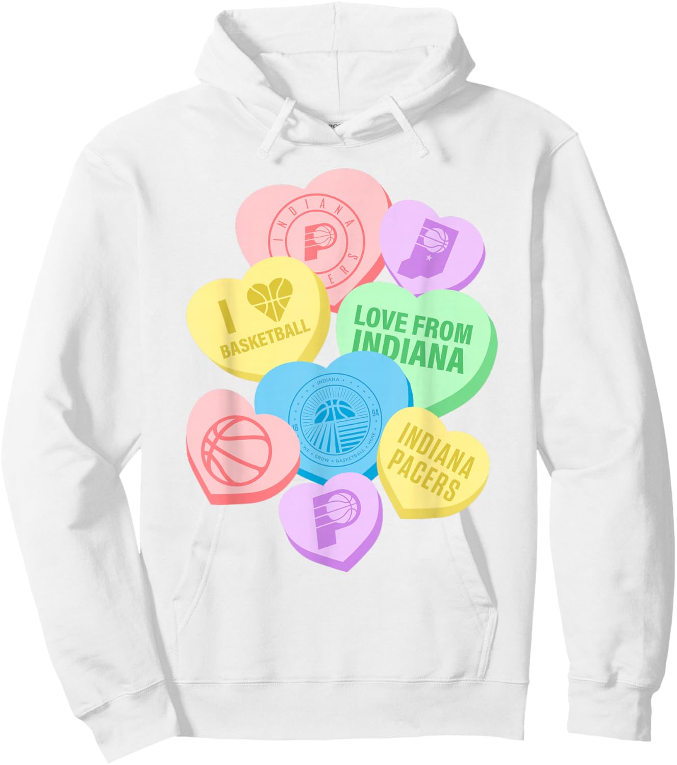 NBA Indiana Pacers Valentine's Day Candy Hearts Hoodie - Hoodie | White