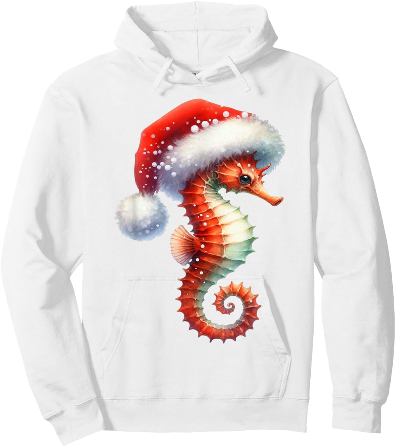 Coastal Christmas Seahorse Beach Holiday Winter Xmas Hoodie - Hoodie | White