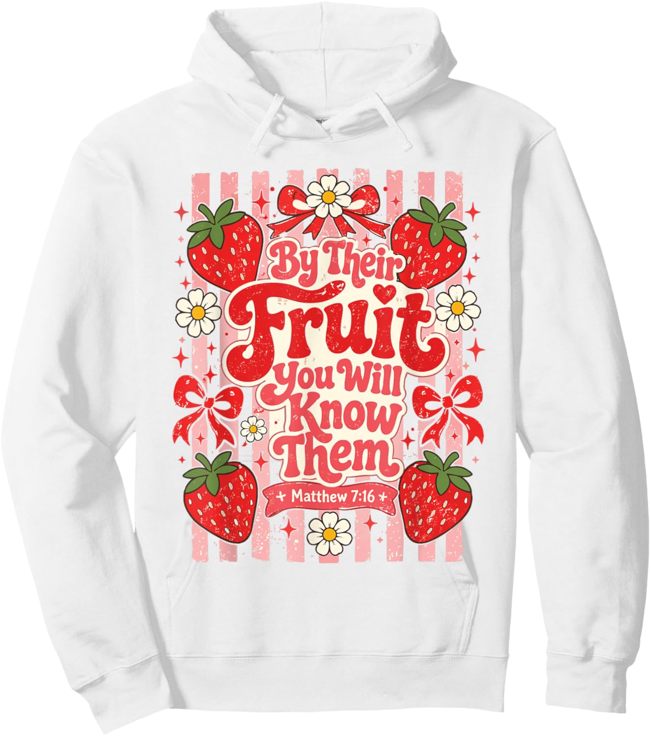 By Their Fruit You Will Know Them Christian Stripes Summer Hoodie - Hoodie | White