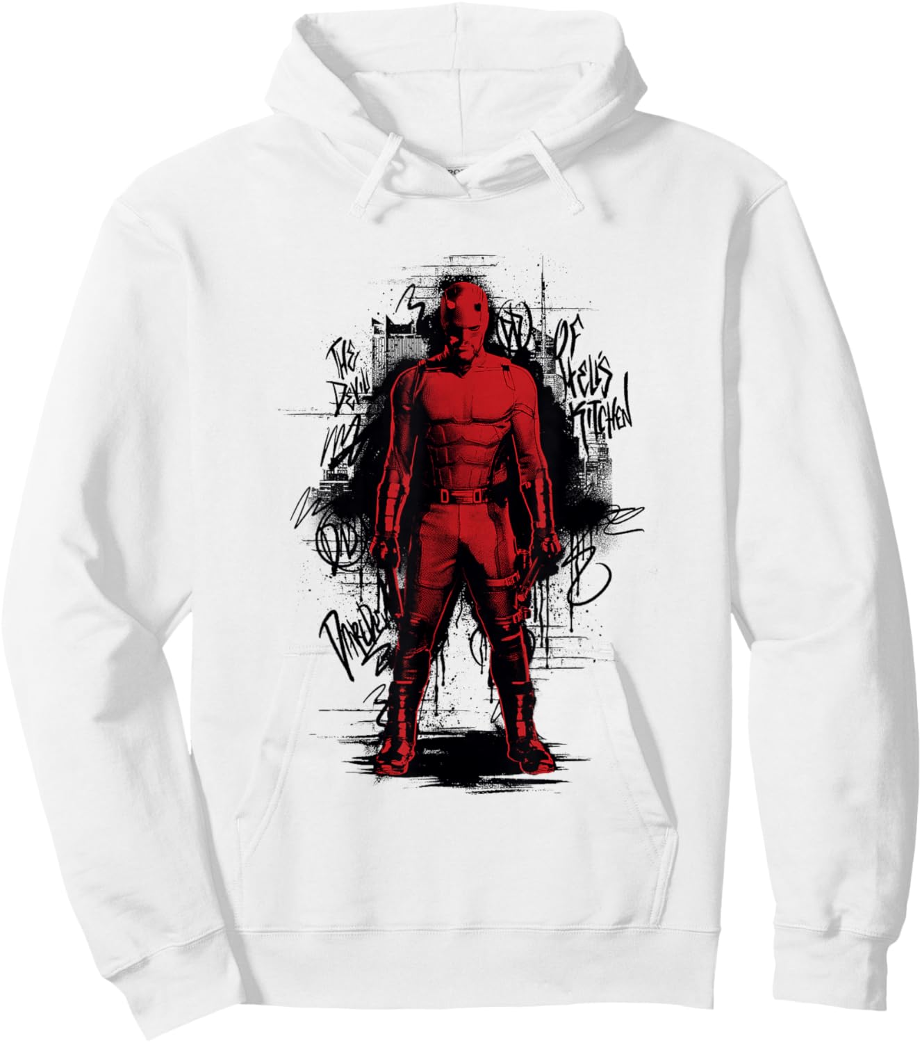 Marvel Daredevil Born Again Devil of Hell's Kitchen Graffiti Hoodie - Hoodie | White