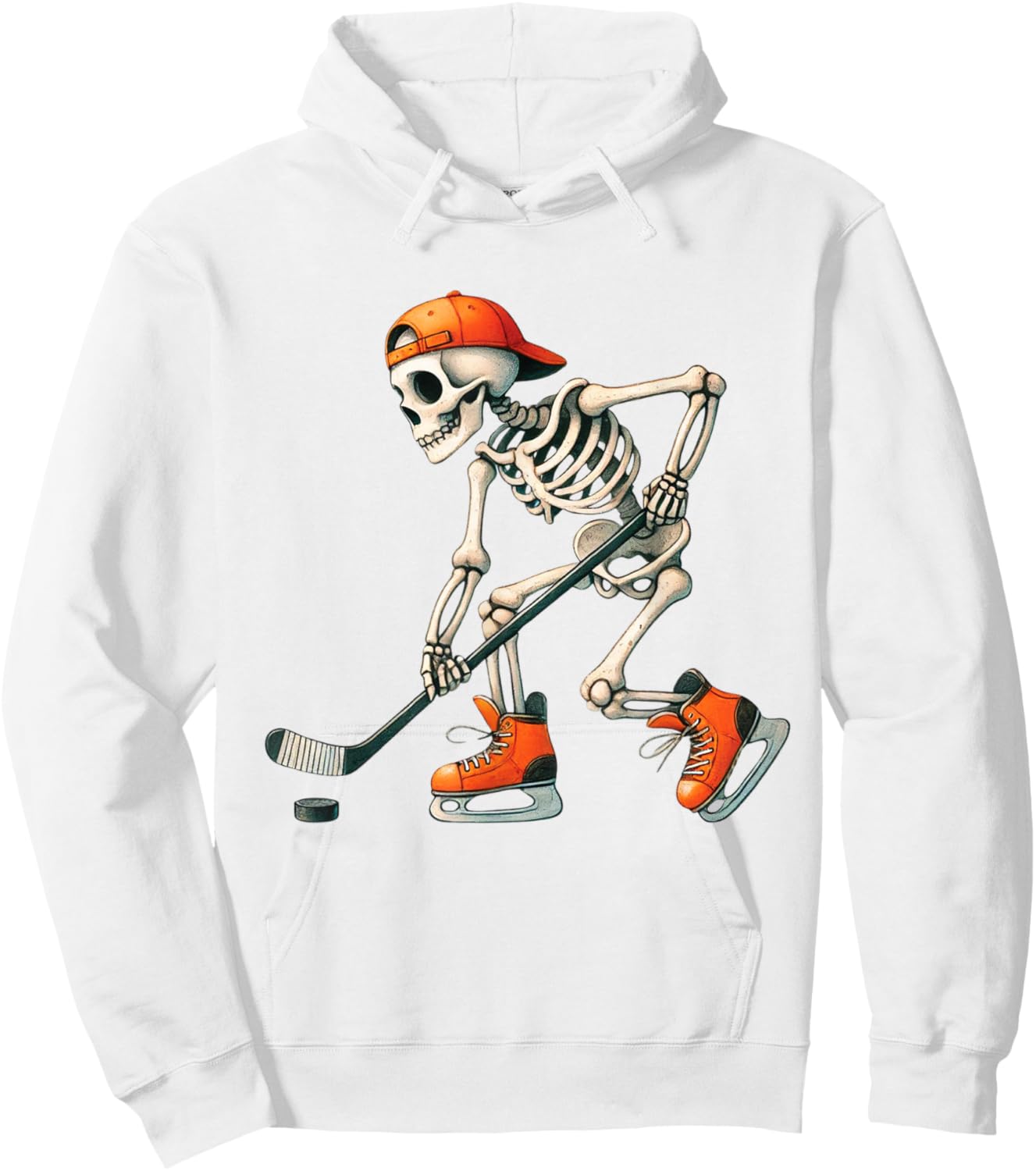 Skeleton Ice Hockey Halloween Costume Men Boys Kids Hoodie - Hoodie | White