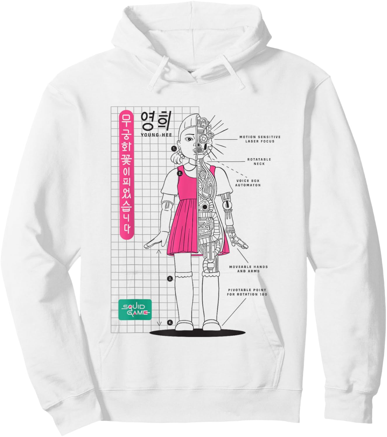 Squid Game 2 Young-Hee Giant Doll Schematics Hoodie - Hoodie | White