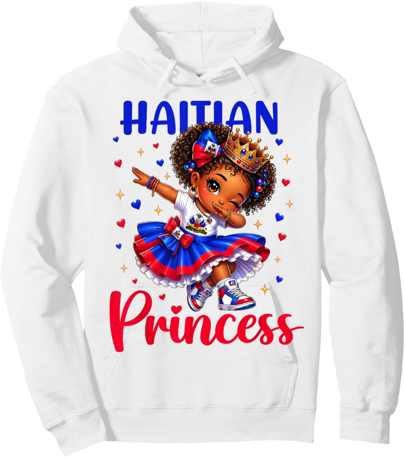 Haitian Princess Haiti Flag Melanin for Black Girls Kids Hoodie - Hoodie | White