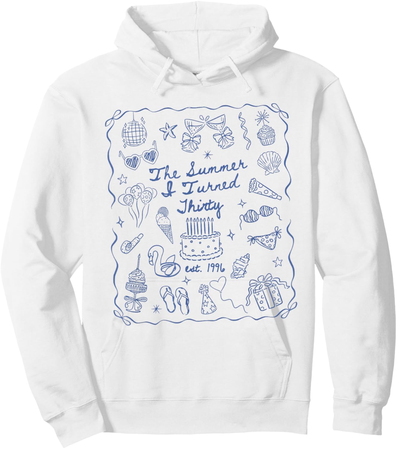 Summer I Turned Thirty Coquette Bow Coastal 30th Birthday Hoodie - Hoodie | White