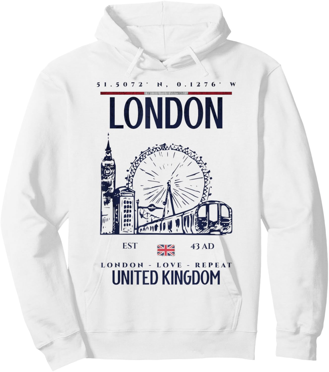 Londres Voyage Royaume-Uni Vintage Hoodie - Hoodie | White