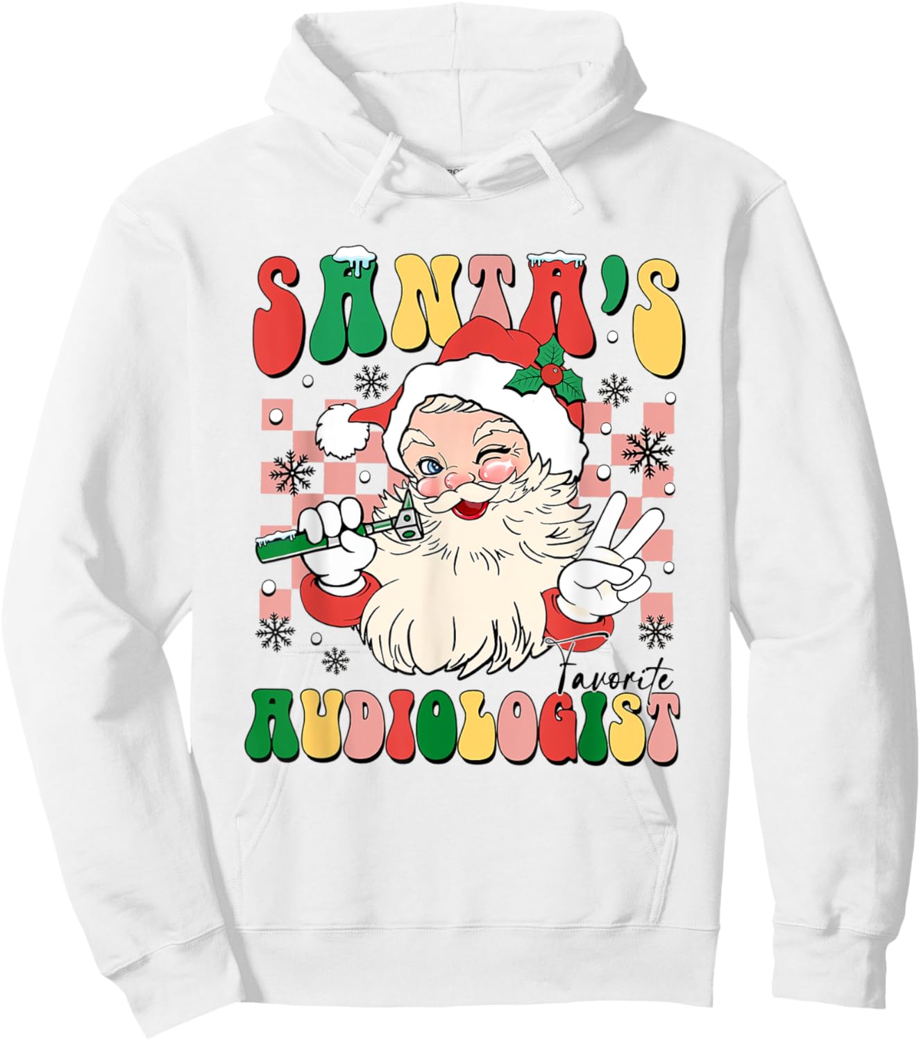 Santa's Favorite Audiology Retro Christmas Audiology Tech Hoodie - Hoodie | White