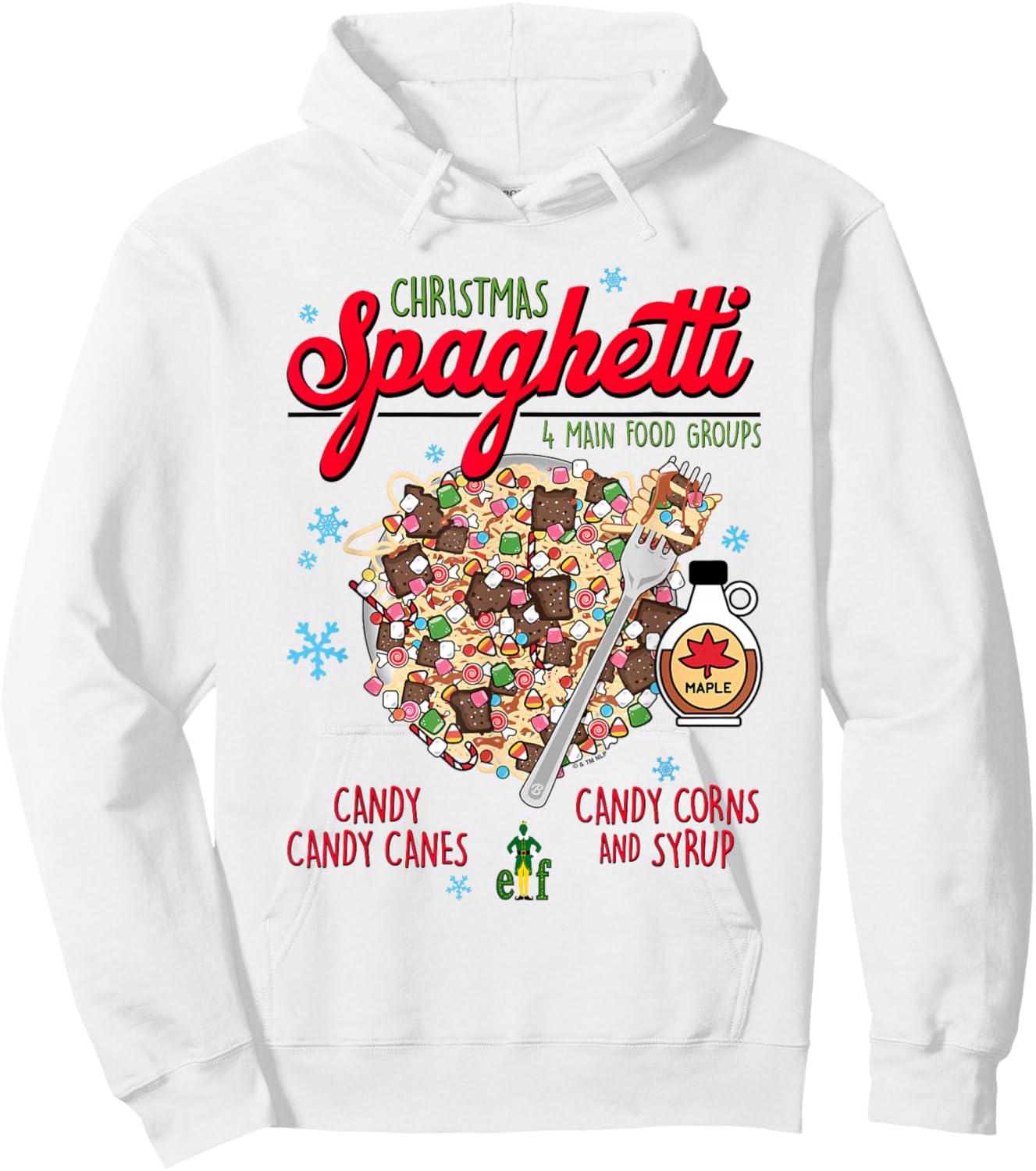 Elf Christmas Spaghetti Hoodie - Hoodie | White