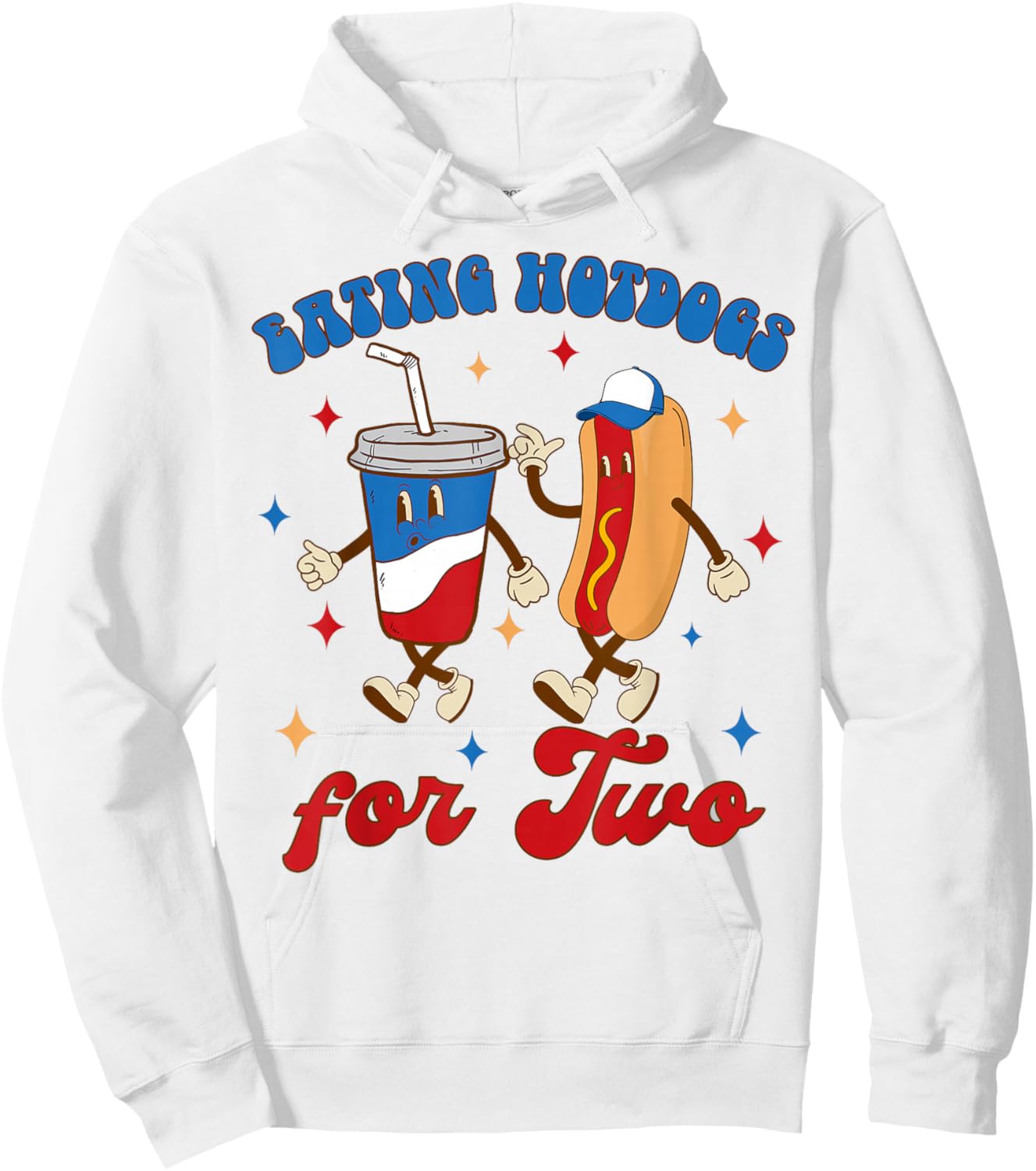 4th of July Pregnancy Announcement Eating Hotdogs for Two Hoodie - Hoodie | White