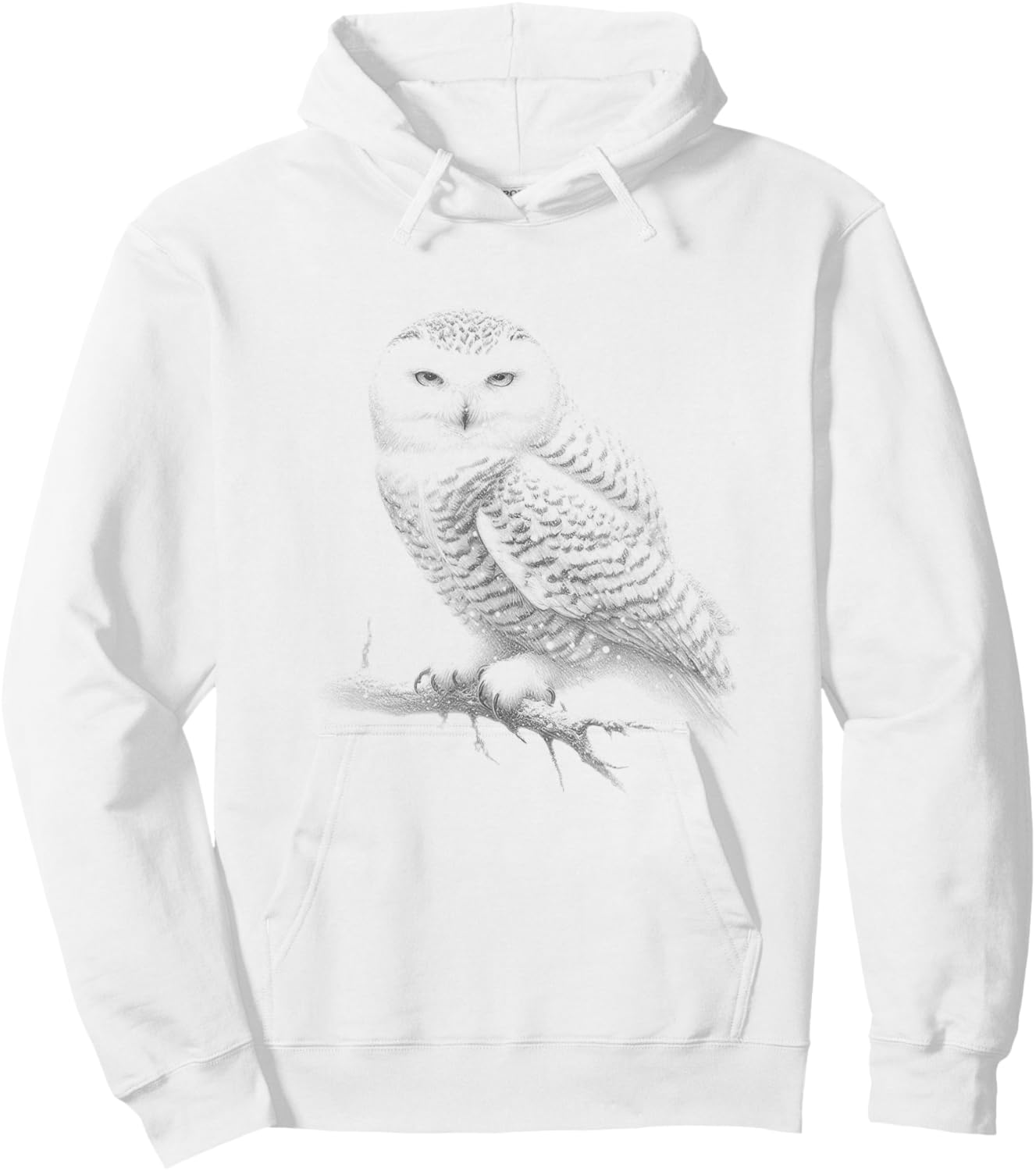 Vintage Snowy Owl Drawing Art Design Hoodie - Hoodie | White