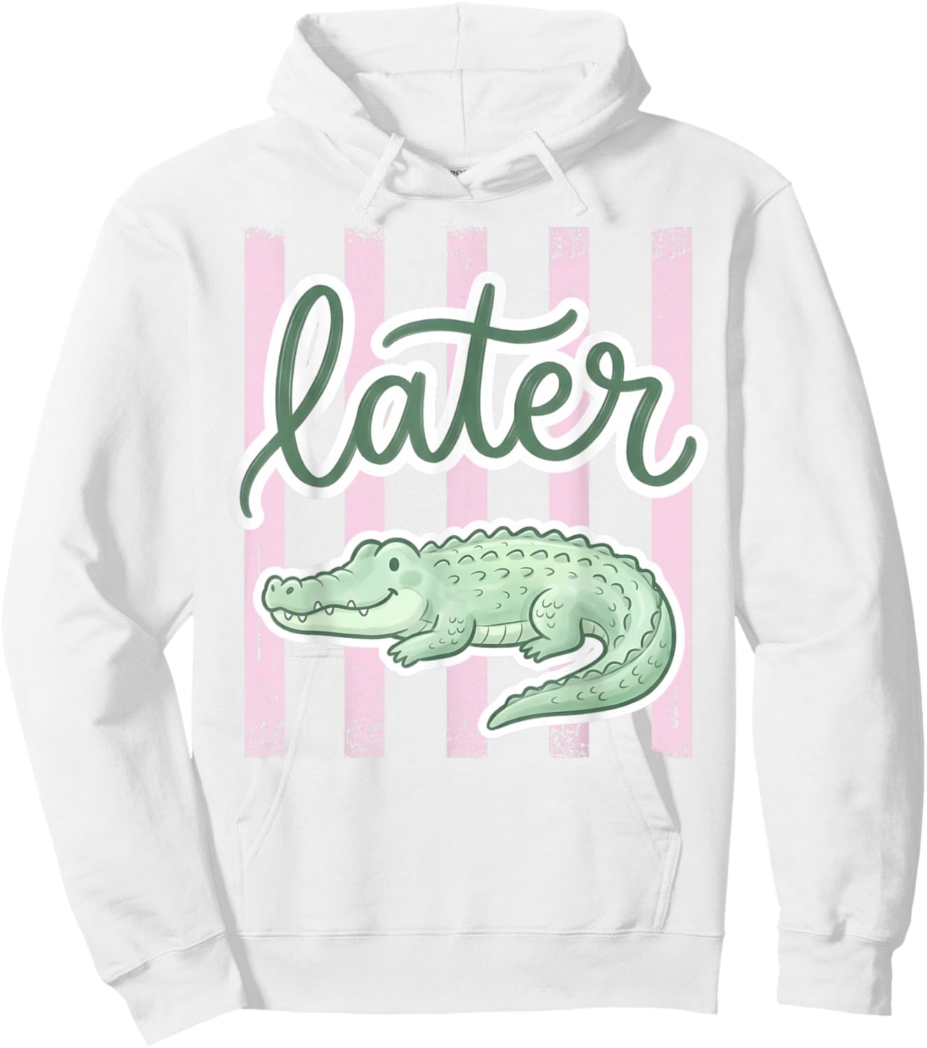 Preppy Later Gator Cute Crocodile Graphic Last Day of School Hoodie - Hoodie | White