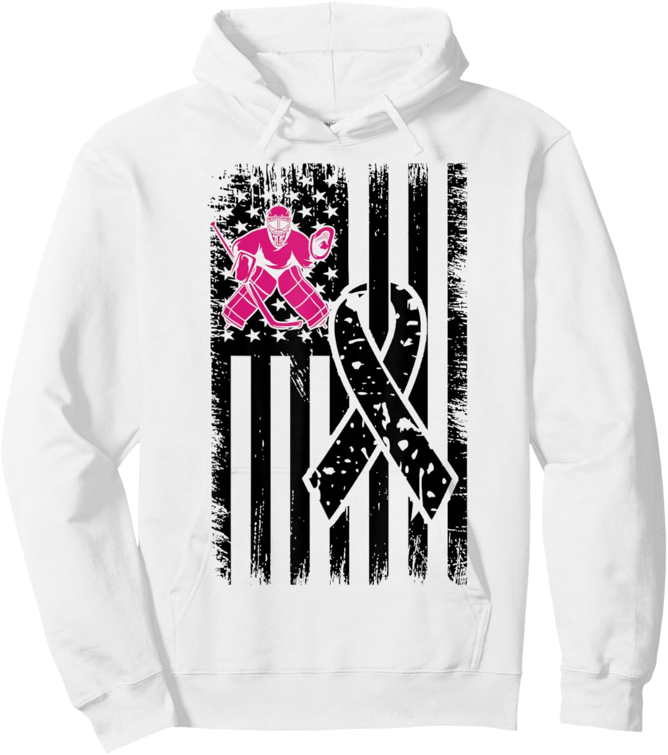 Hockey Pink Ribbon Breast Cancer Awareness Sport Lover Hoodie - Hoodie | White