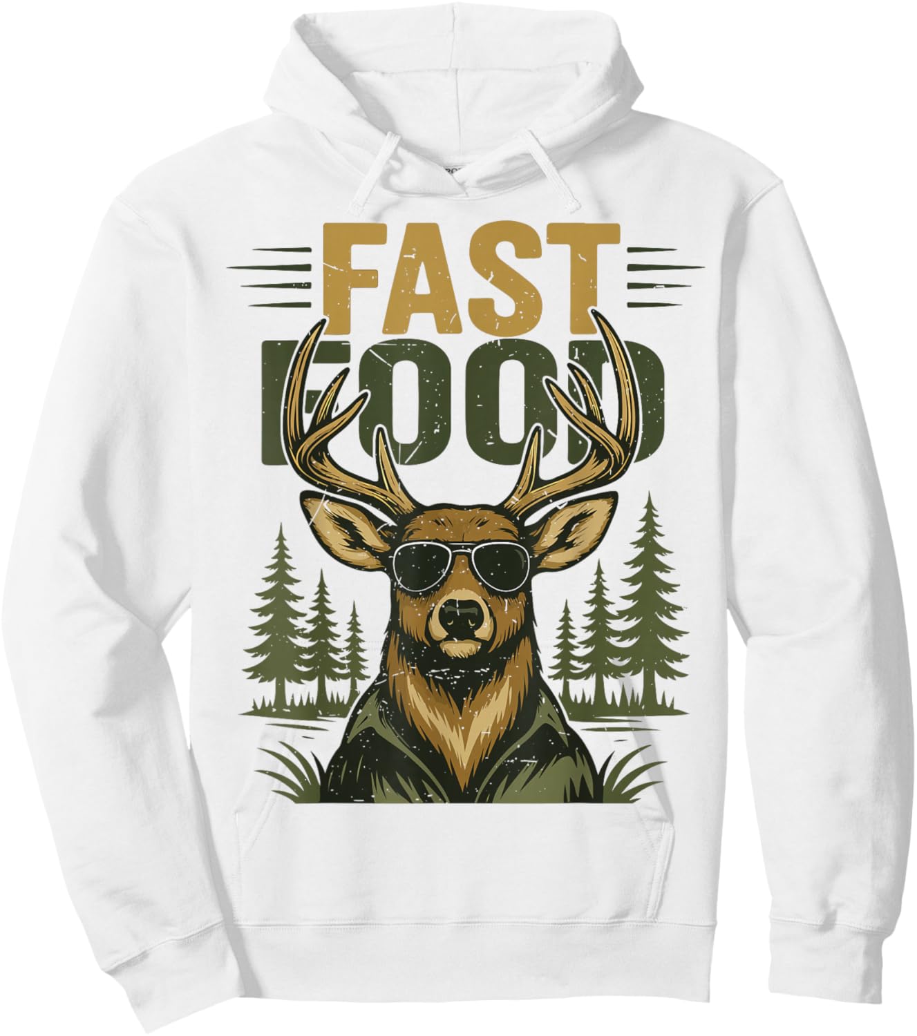 Youth Men Fast Food Camo Deer Hunting Boy Teen Hunter Jokes Hoodie - Hoodie | White