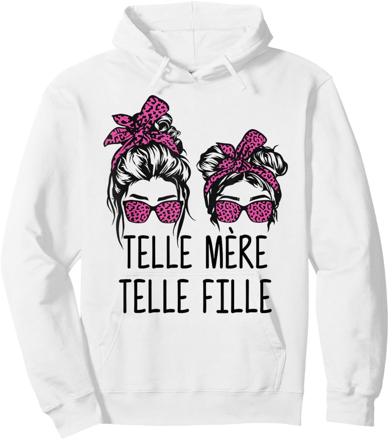 Telle Mère Telle Fille, Maman Fête des Mères Léopard Rose Hoodie - Hoodie | White