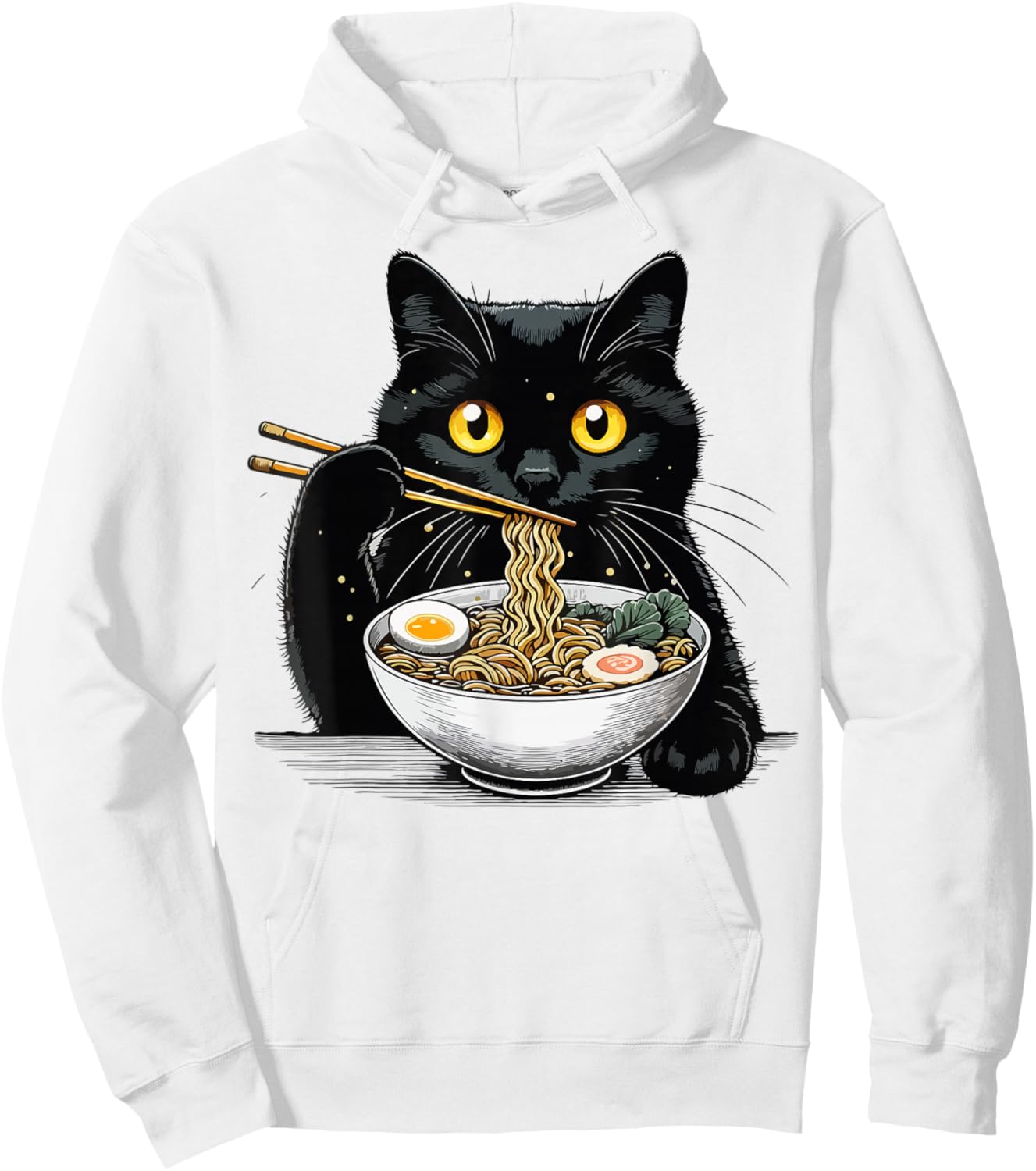 Funny Cat eating Ramen Hoodie - Hoodie | White