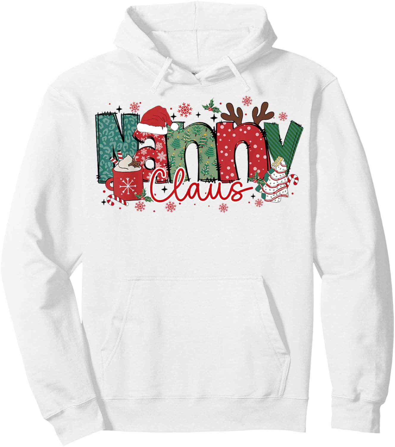 Nanny Claus Christmas Pajama Santa Claus Family Matching Hoodie - Hoodie | White
