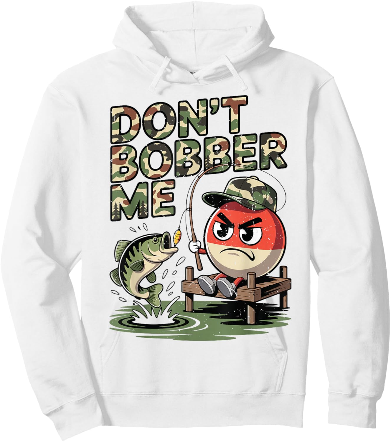 Don't Bobber Me Youth Boy Camo Bass Fish Funny Fishing Jokes Hoodie - Hoodie | White