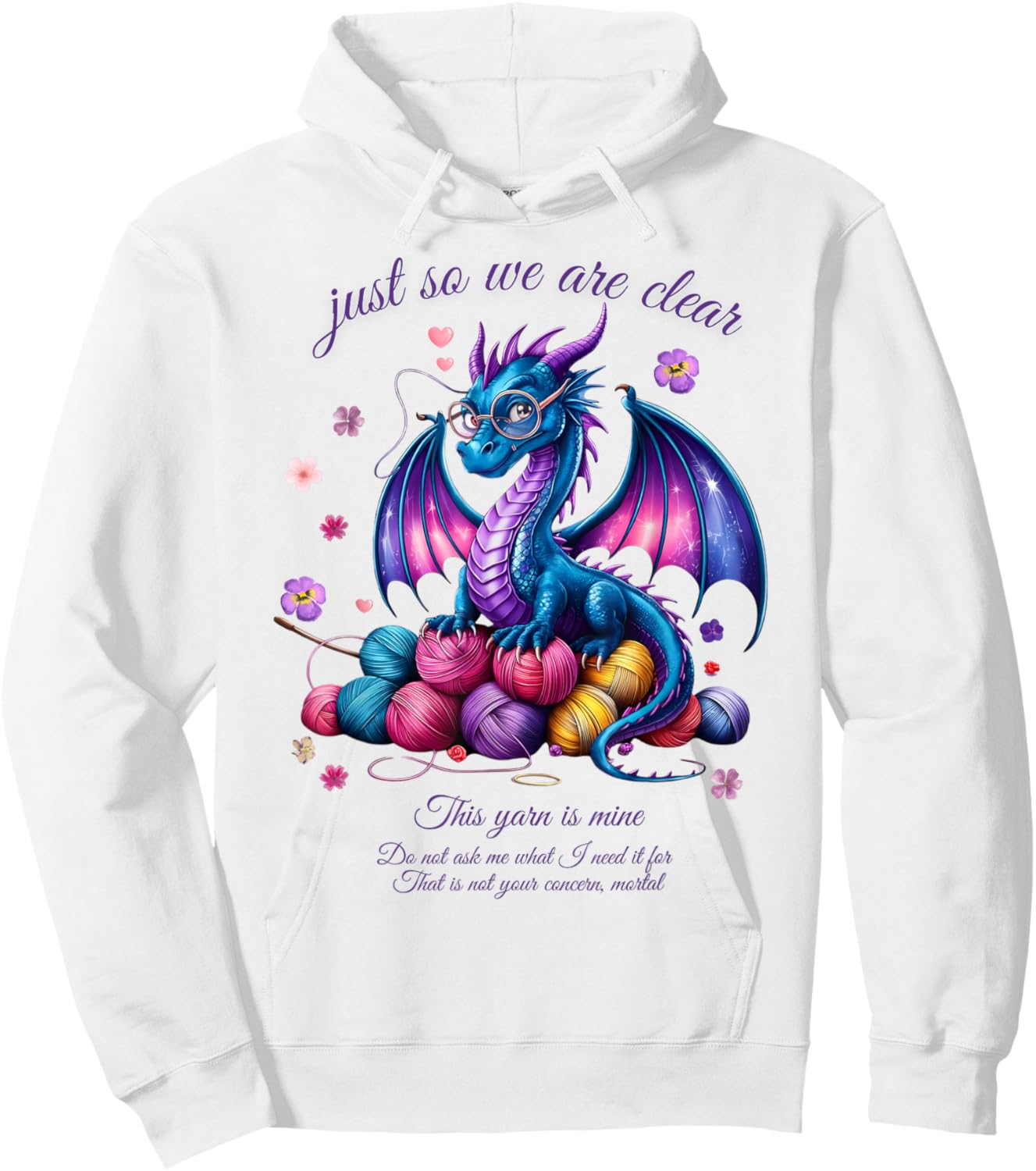 Colorful Dragon Yarn Eggs Funny Knitting Hobby Humor Hoodie - Hoodie | White