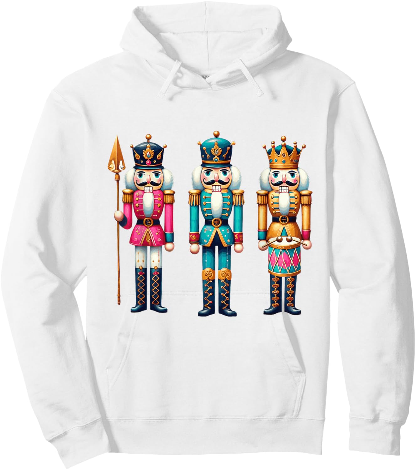 Nutcracker Squad Holiday Christmas Xmas Pajamas Women Kids Hoodie - Hoodie | White