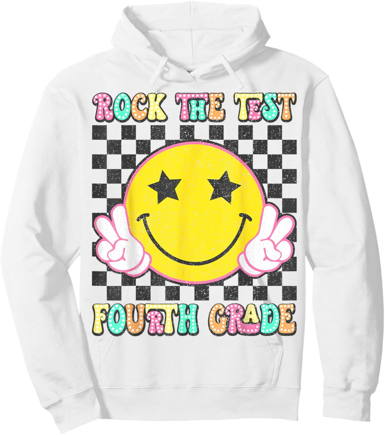 Rock The Test Day 4th Grade Teacher Fourth Grade Testing Day Hoodie - Hoodie | White