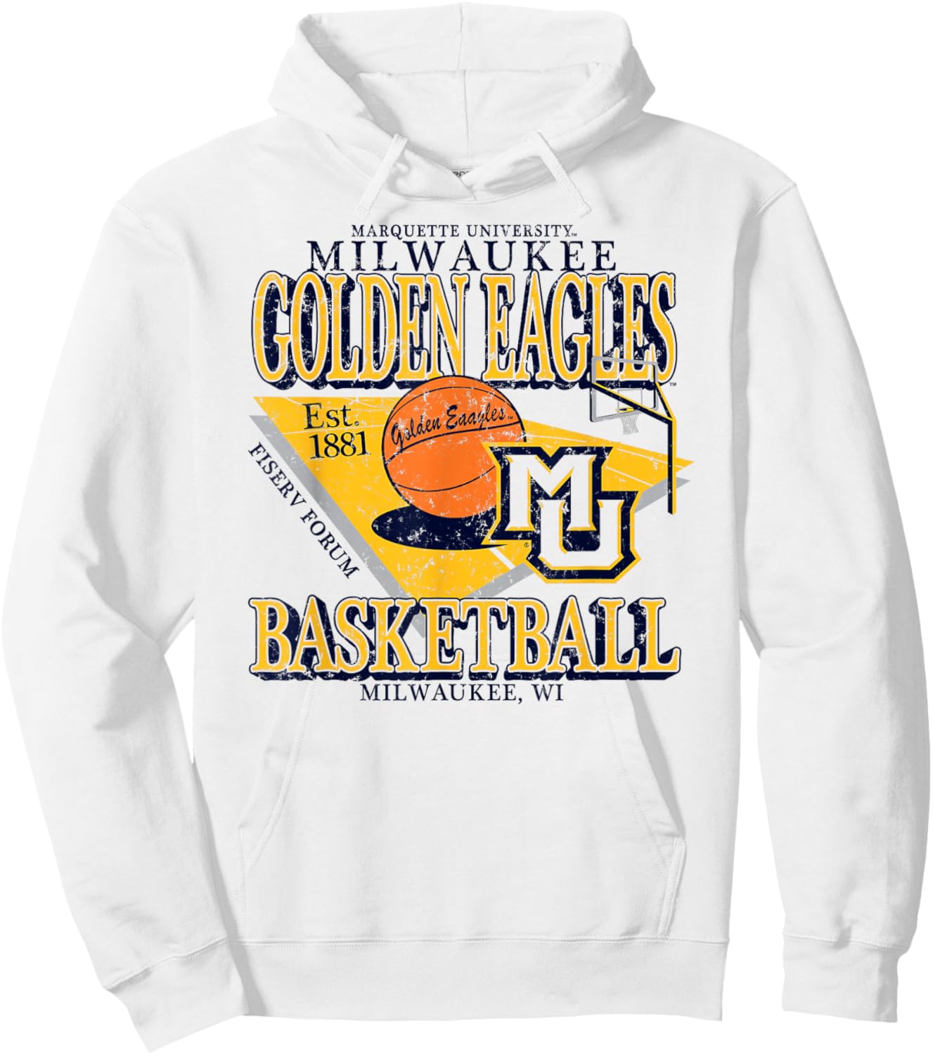 Marquette Golden Eagles Basketball Vintage Milwaukee White Hoodie - Hoodie | White