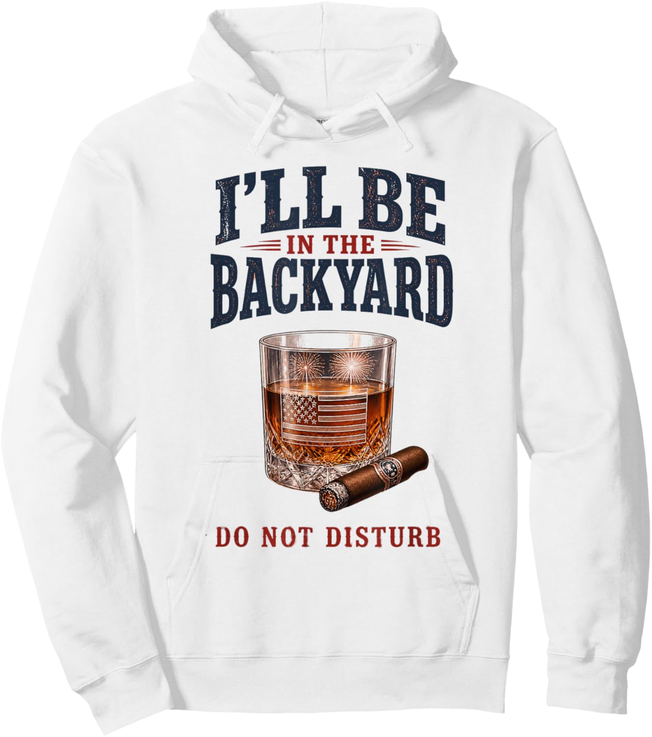 I'll Be in The Backyard Cigar Hoodie - Hoodie | White