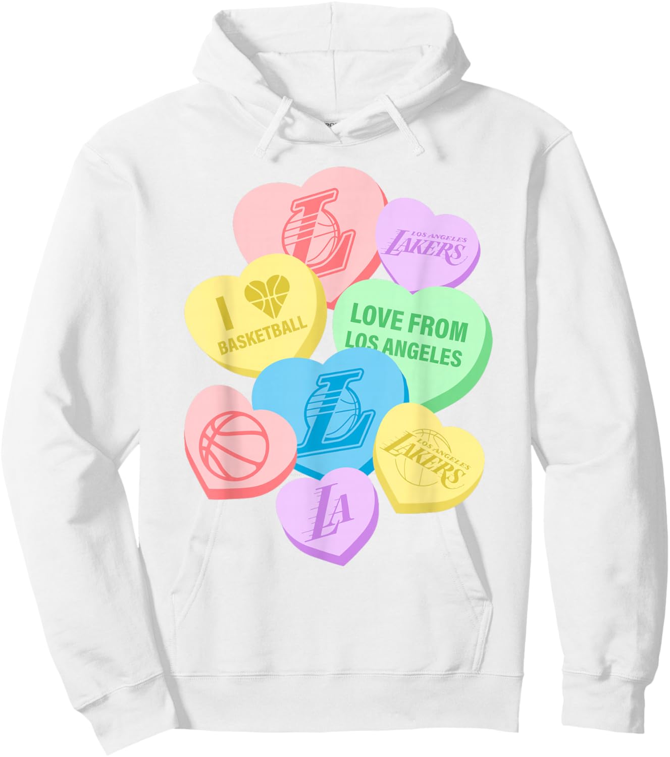 NBA Los Angeles Lakers Valentine's Day Candy Hearts Hoodie - Hoodie | White