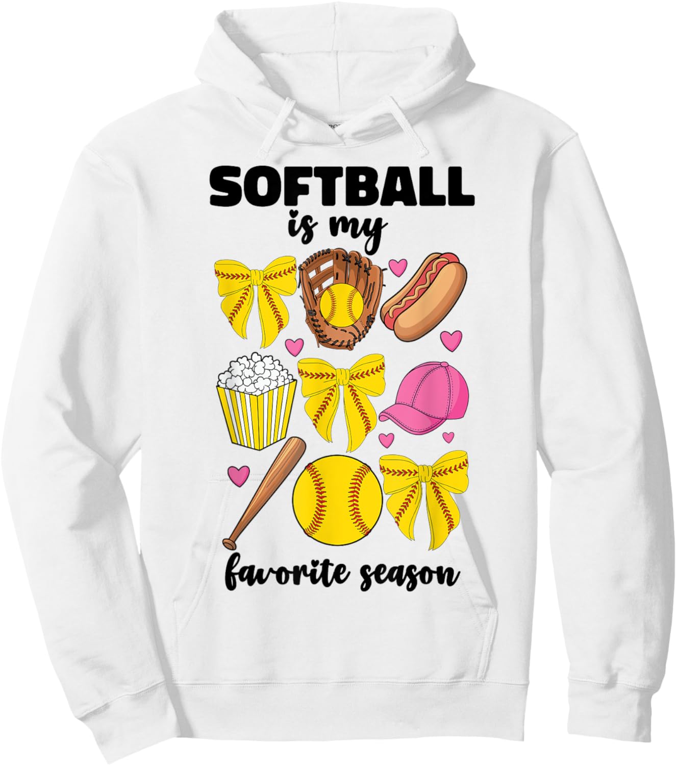 Softball Is My Favorite Season Softball Mom Women Girls Bow Hoodie - Hoodie | White