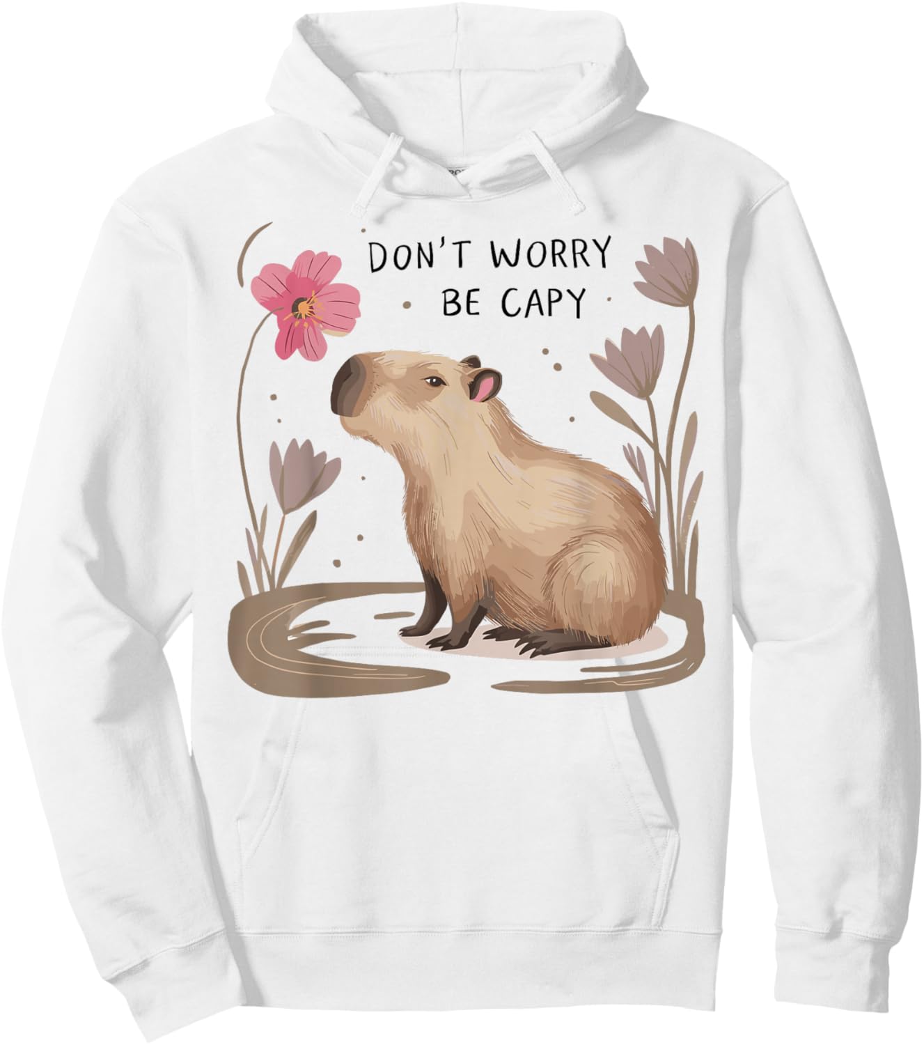 Cute Dont Worry Be Capy Capybara Girls Boys Kids Youth Women Hoodie - Hoodie | White